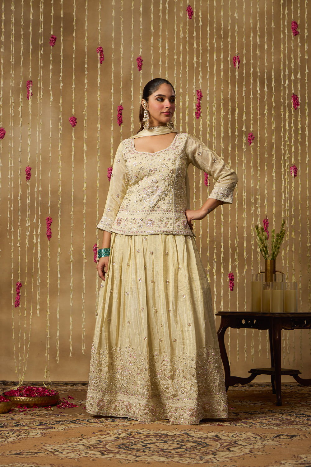 Jhoom Ivory Sequin Lehenga Set