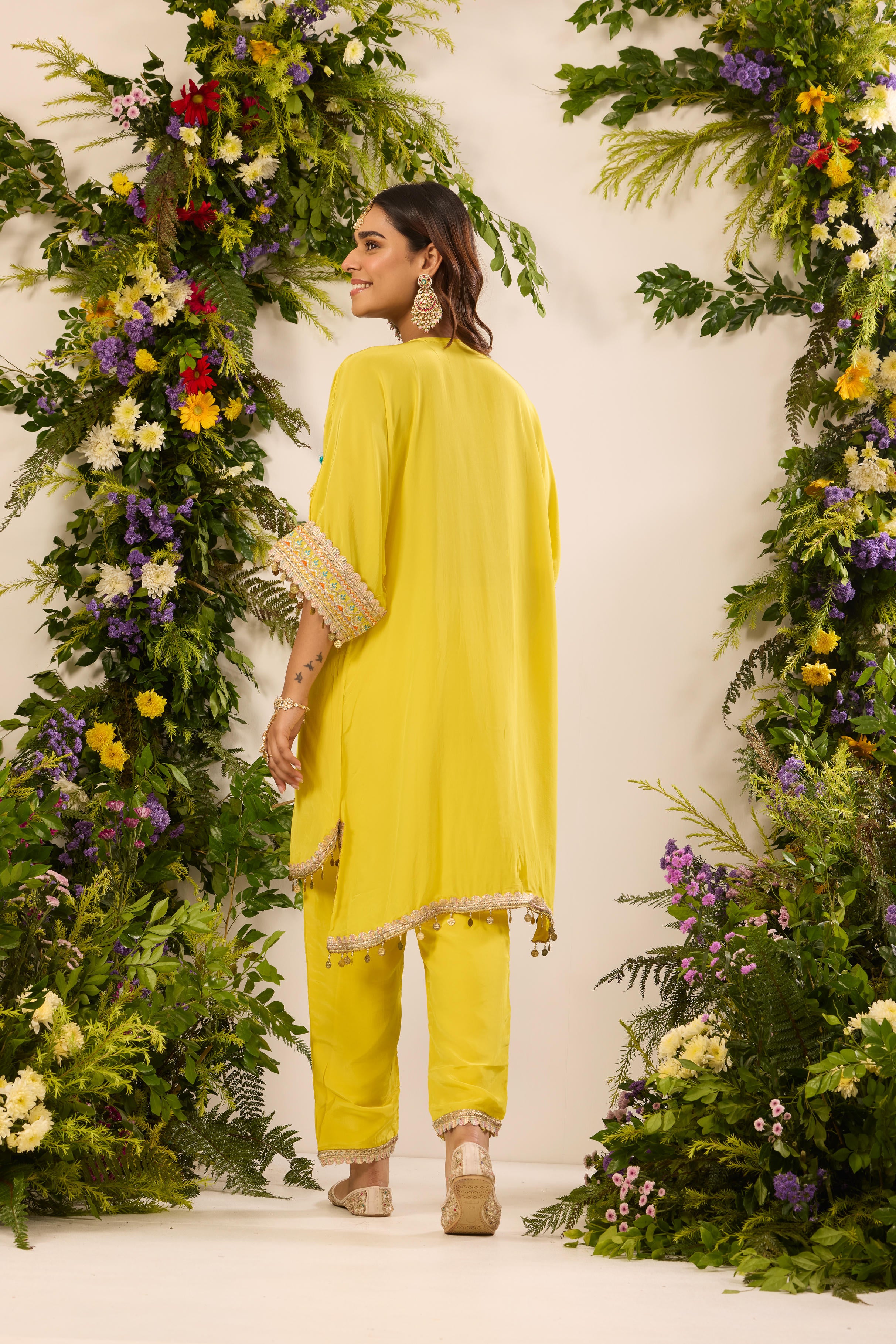 Mastaani Yellow Bloom Kaftan Set