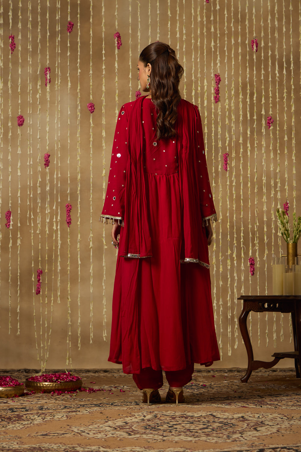 Jhoom Scarlet Mirror Anarkali Set