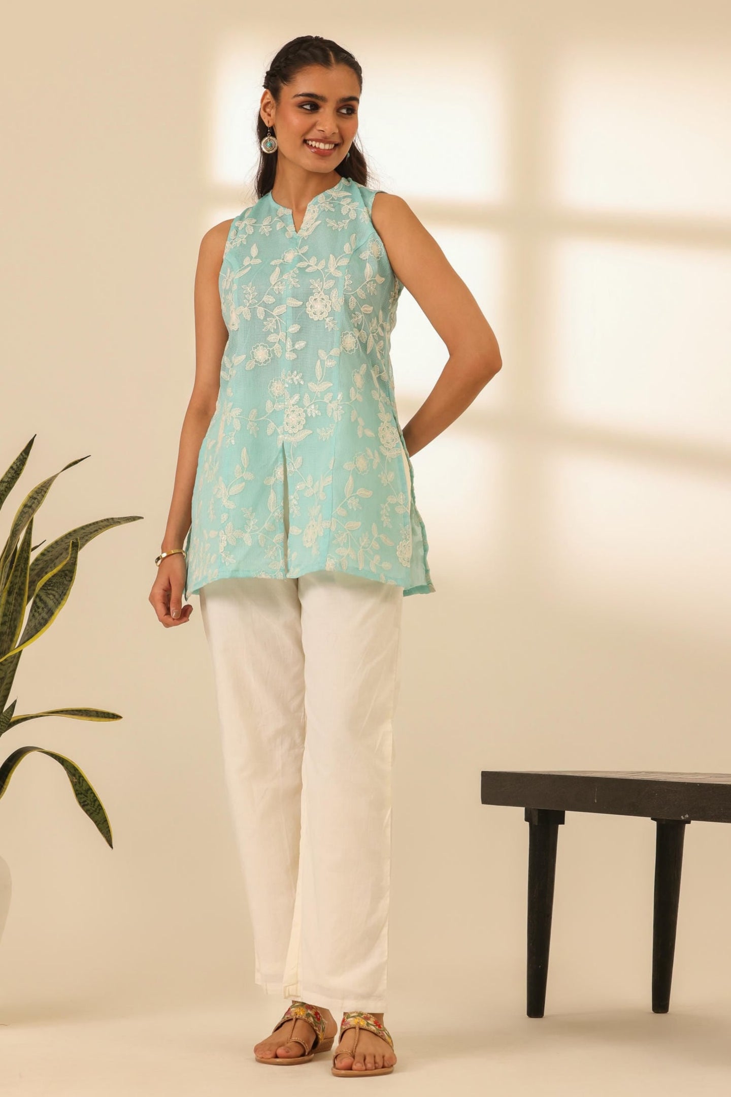 Rangrez Skyline Blue Embroidered Kurta