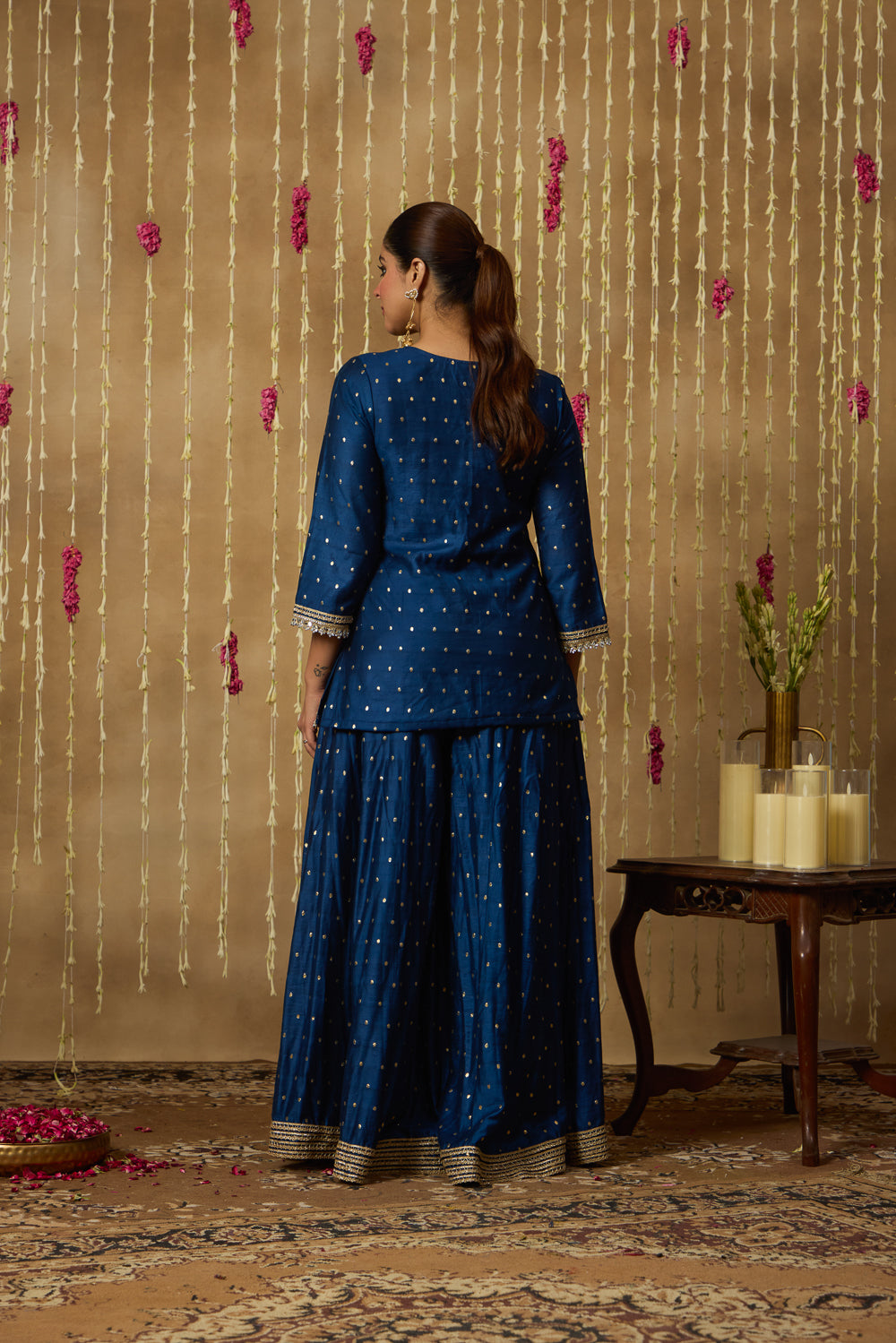 Jhoom Navy Gold Sharara Set