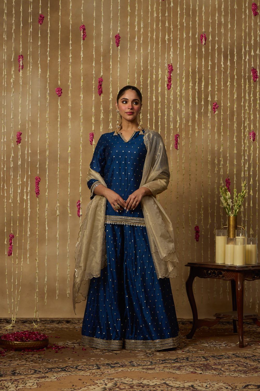Jhoom Navy Gold Sharara Set