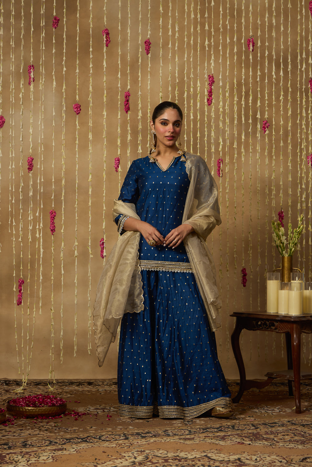Jhoom Navy Gold Sharara Set