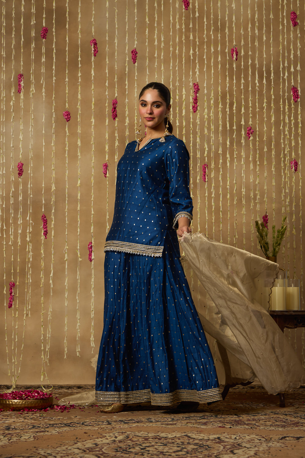 Jhoom Navy Gold Sharara Set