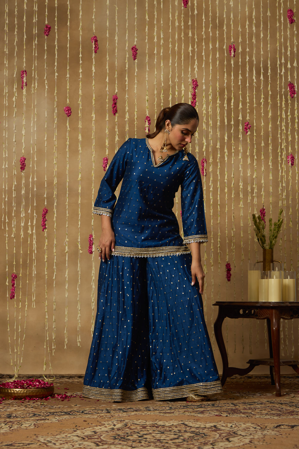 Jhoom Navy Gold Sharara Set