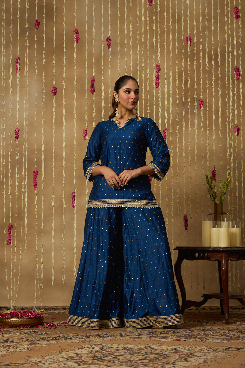Jhoom Navy Gold Sharara Set