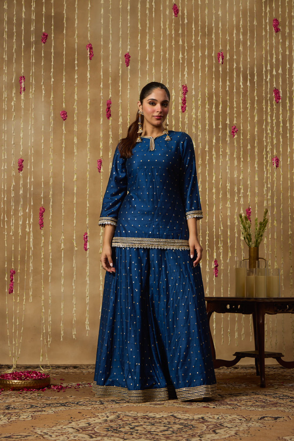 Jhoom Navy Gold Sharara Set