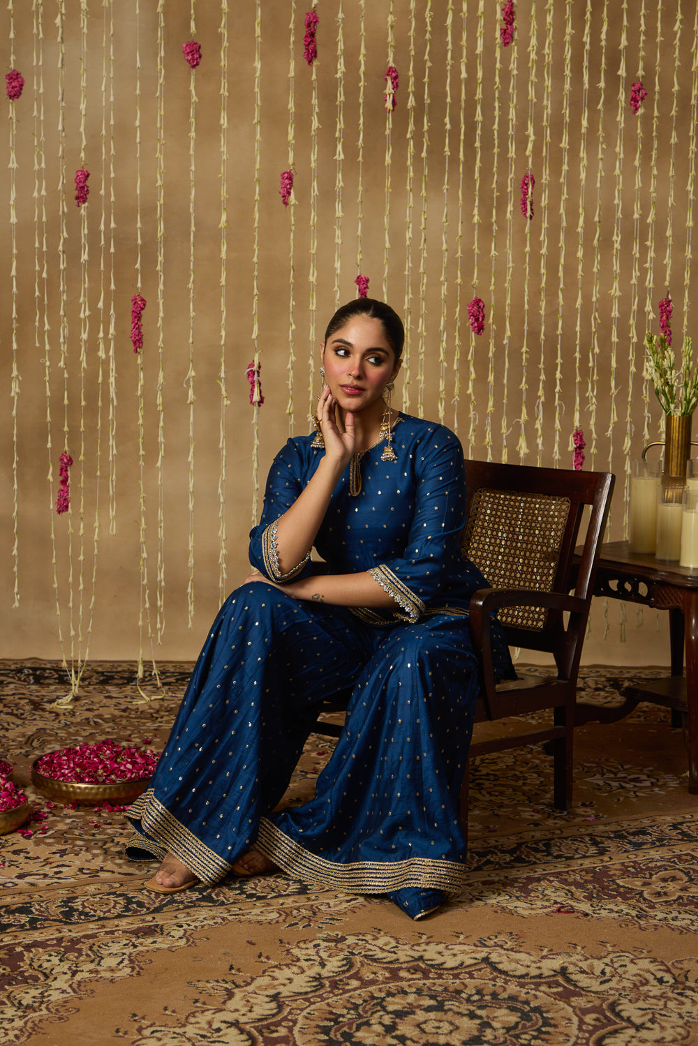 Jhoom Navy Gold Sharara Set