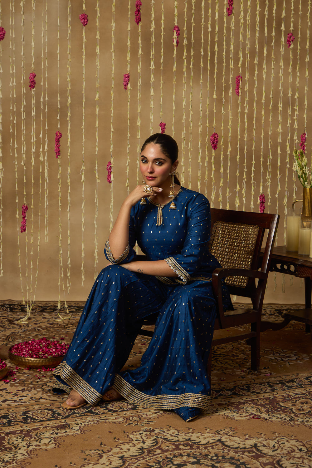 Jhoom Navy Gold Sharara Set