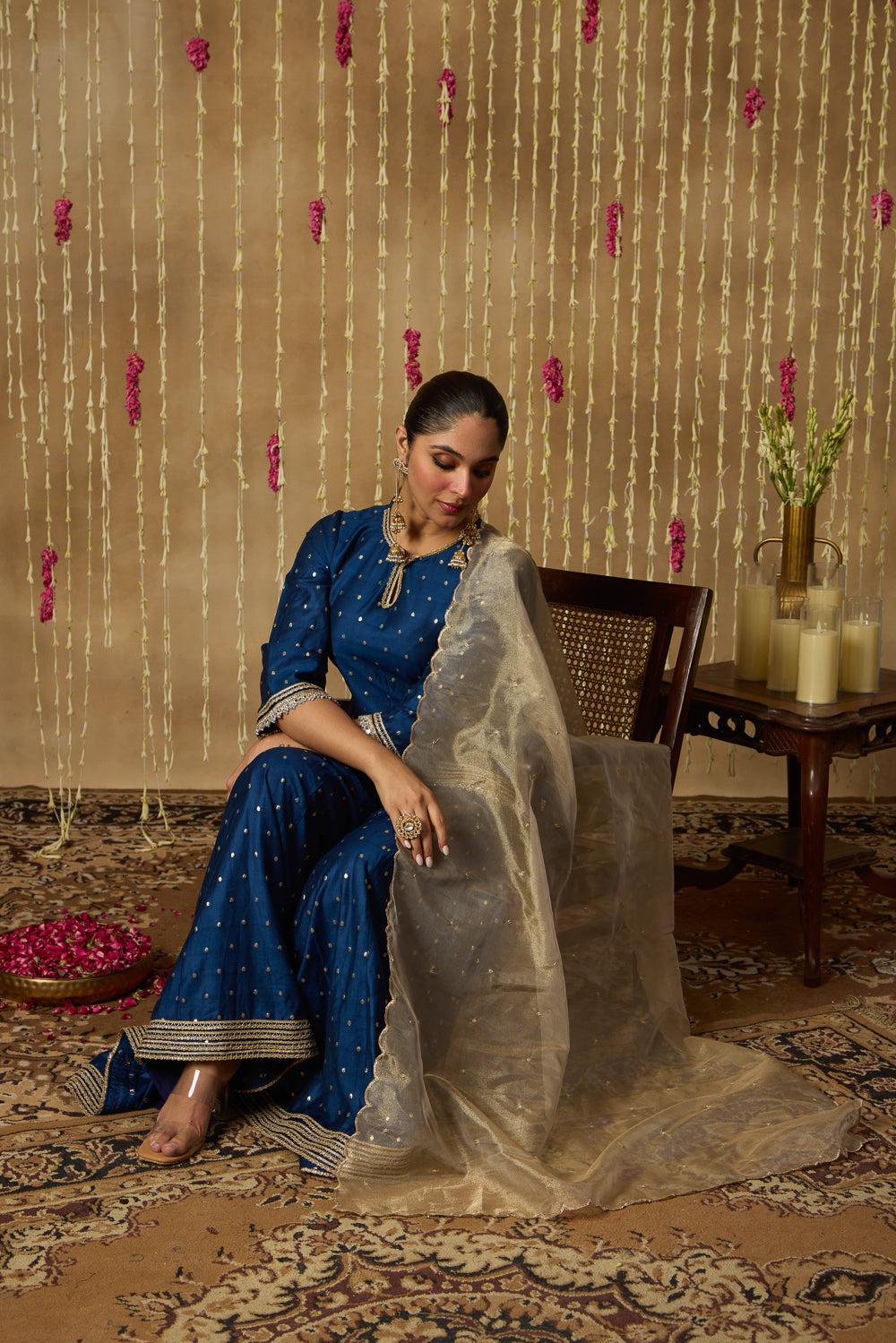 Jhoom Navy Gold Sharara Set