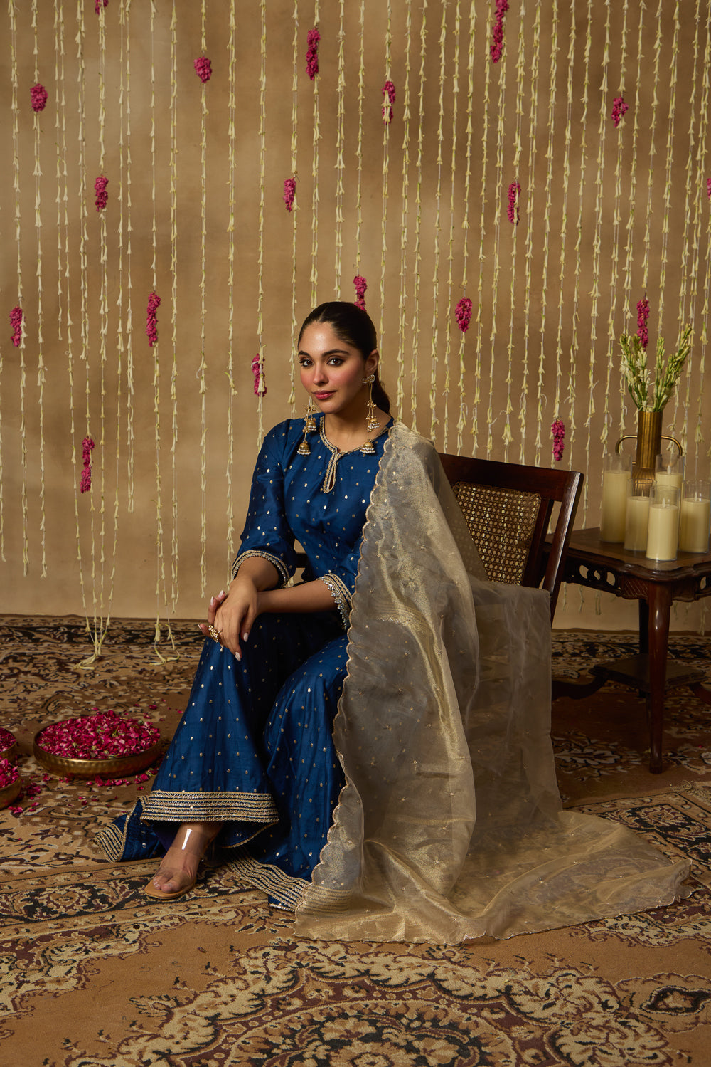 Jhoom Navy Gold Sharara Set