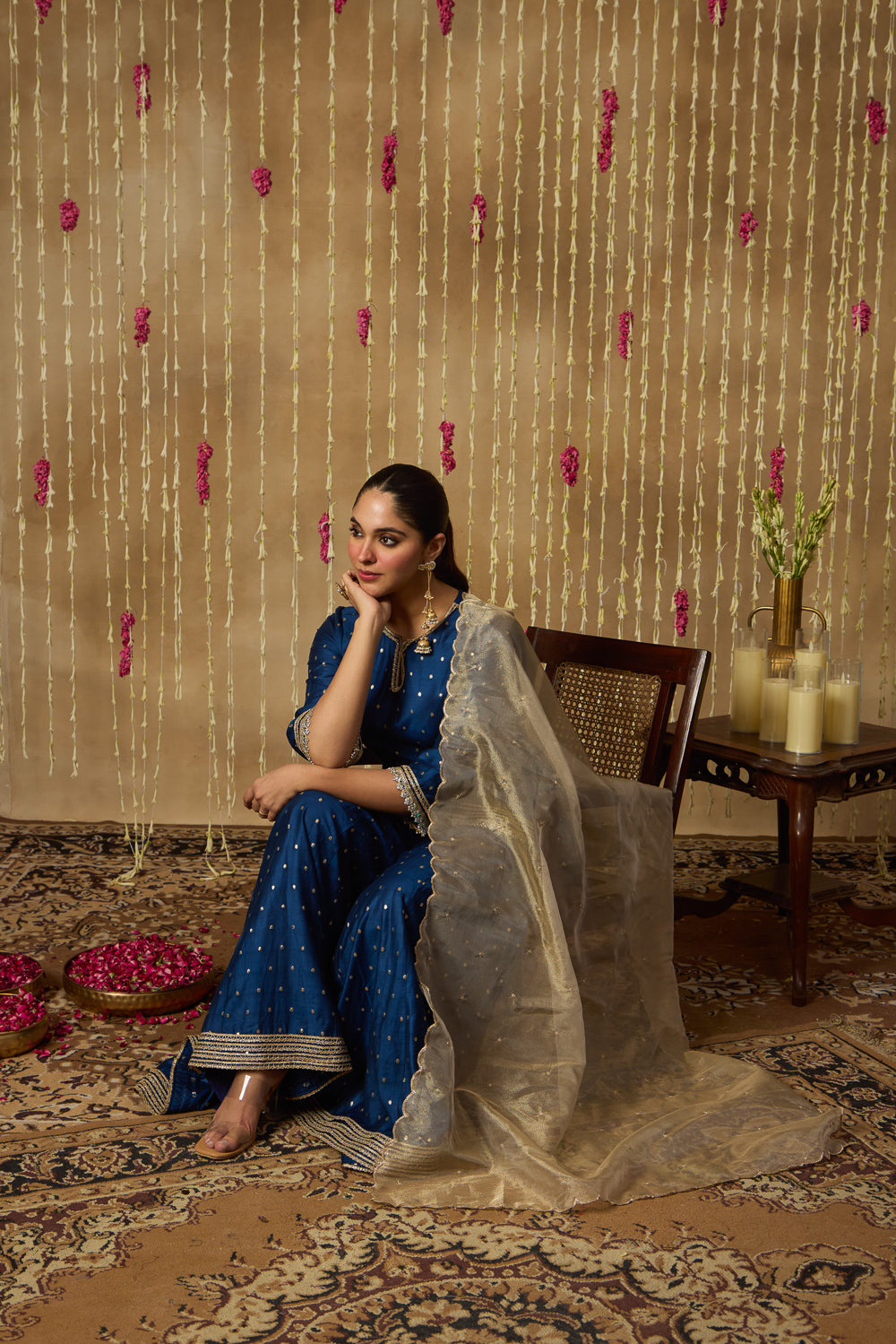 Jhoom Navy Gold Sharara Set