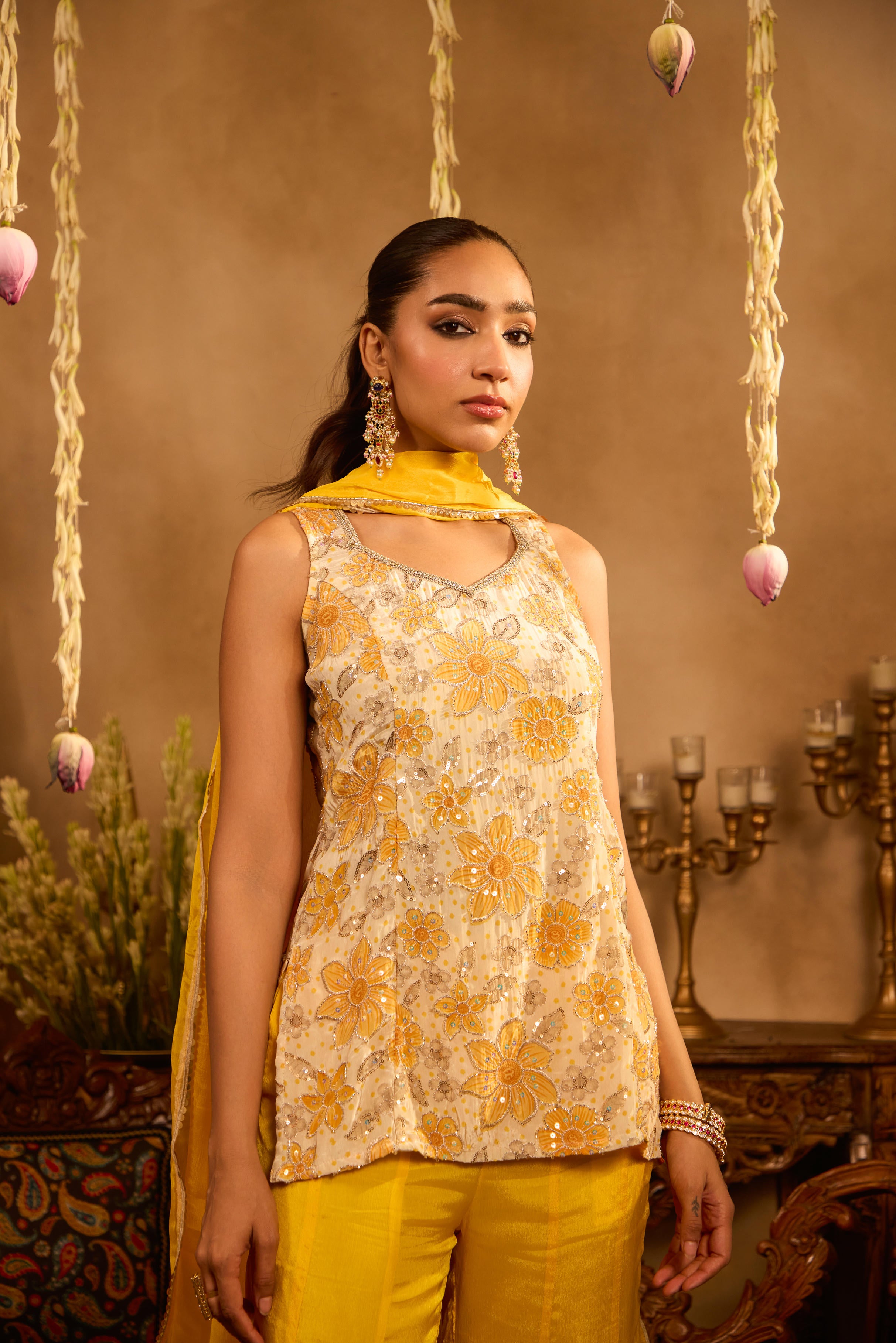 Mastaani Haldi Bloom Embroidered Kurta Set