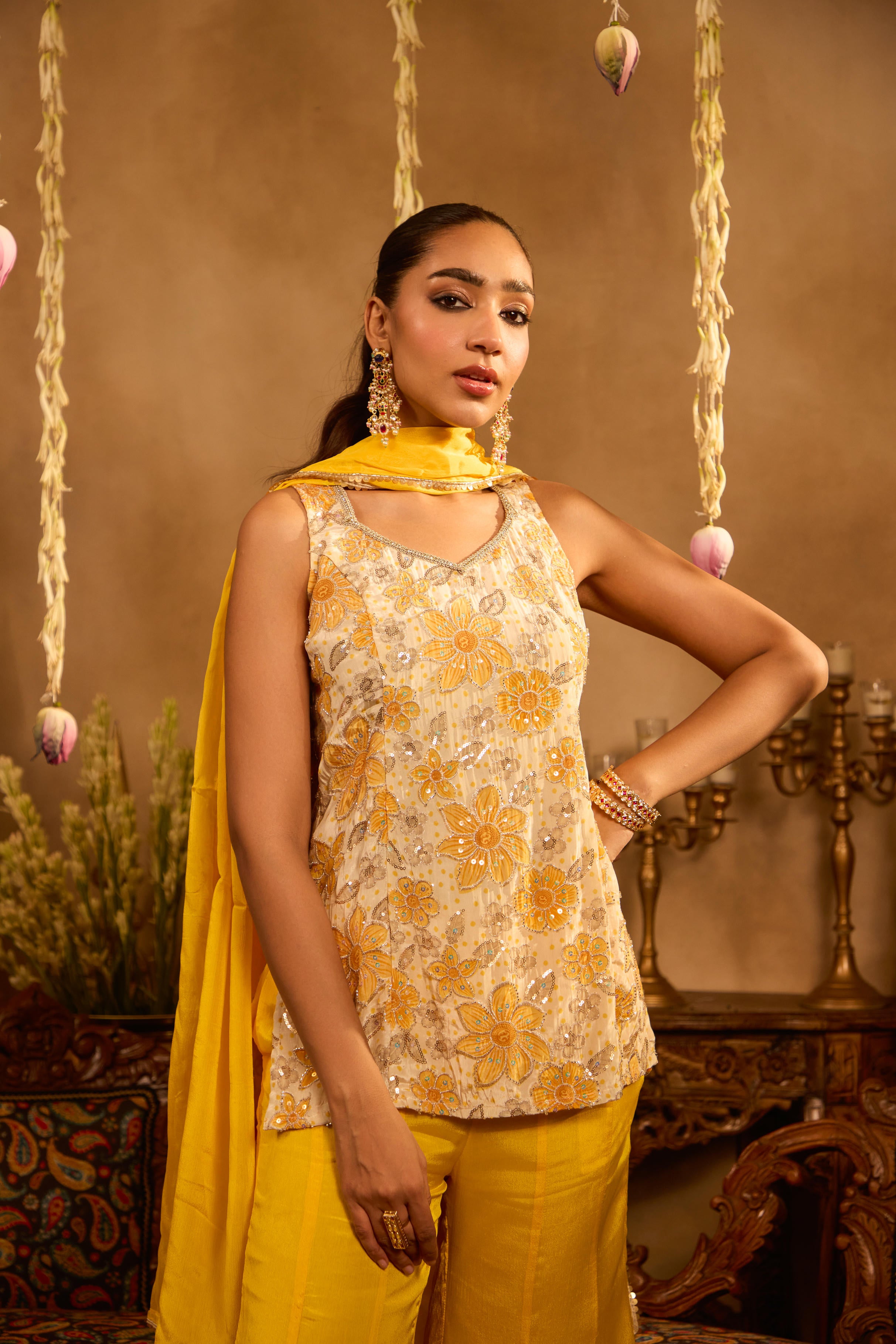Mastaani Haldi Bloom Embroidered Kurta Set