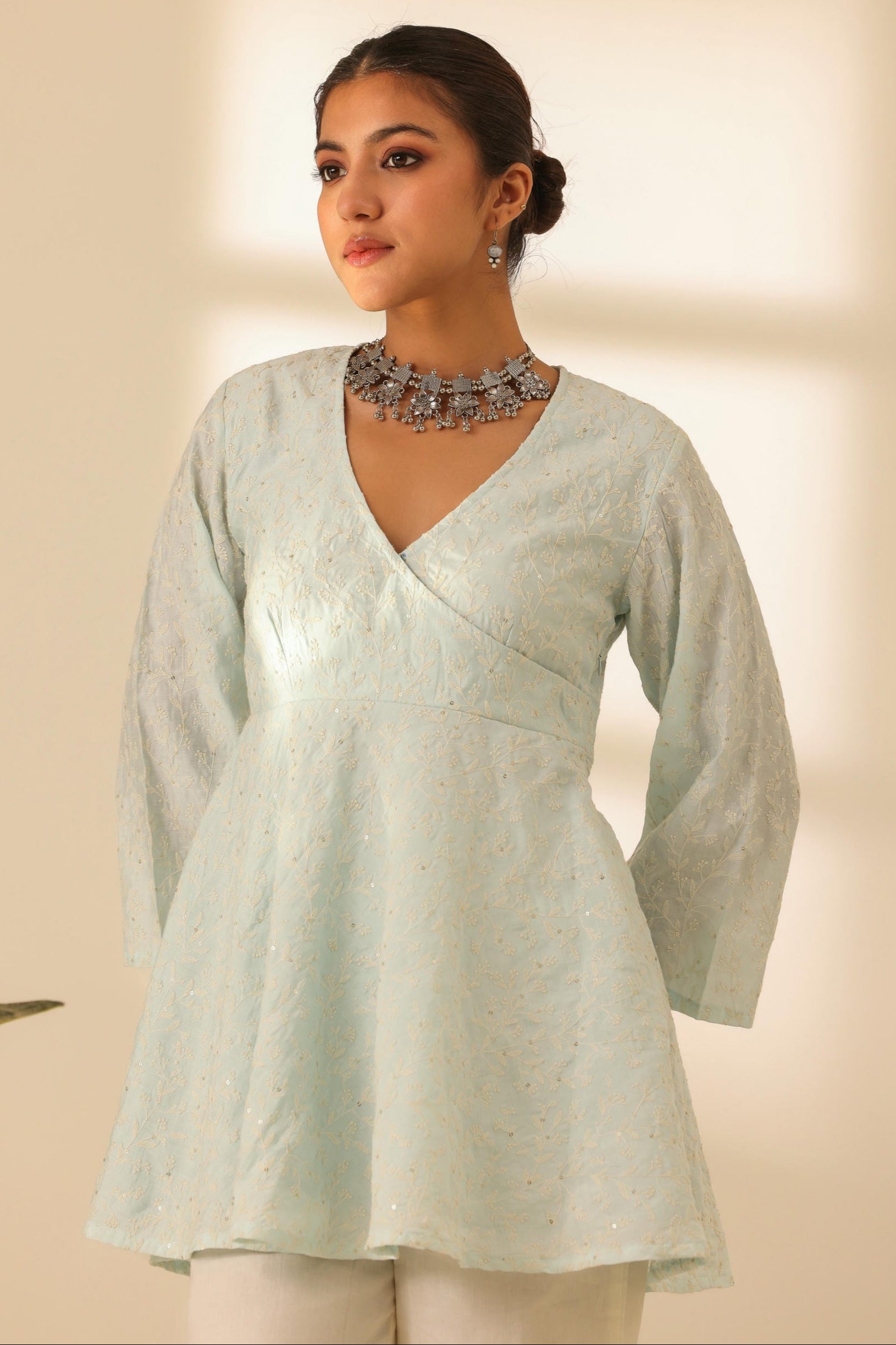 Rangrez Sky Kiss Embroidered Peplum Kurta