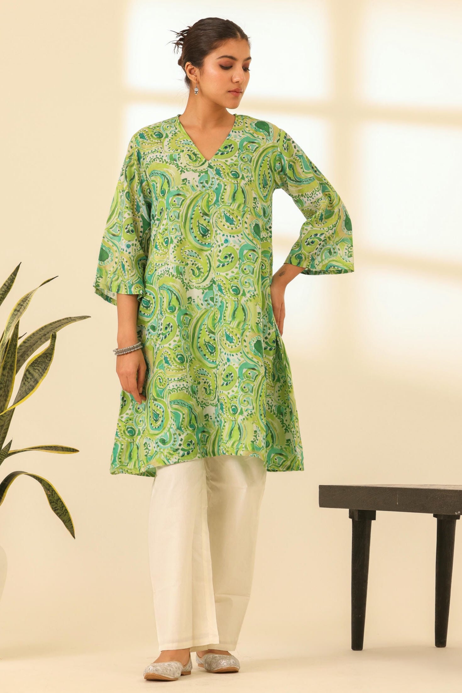 Rangrez Mean Green A Line Kurta