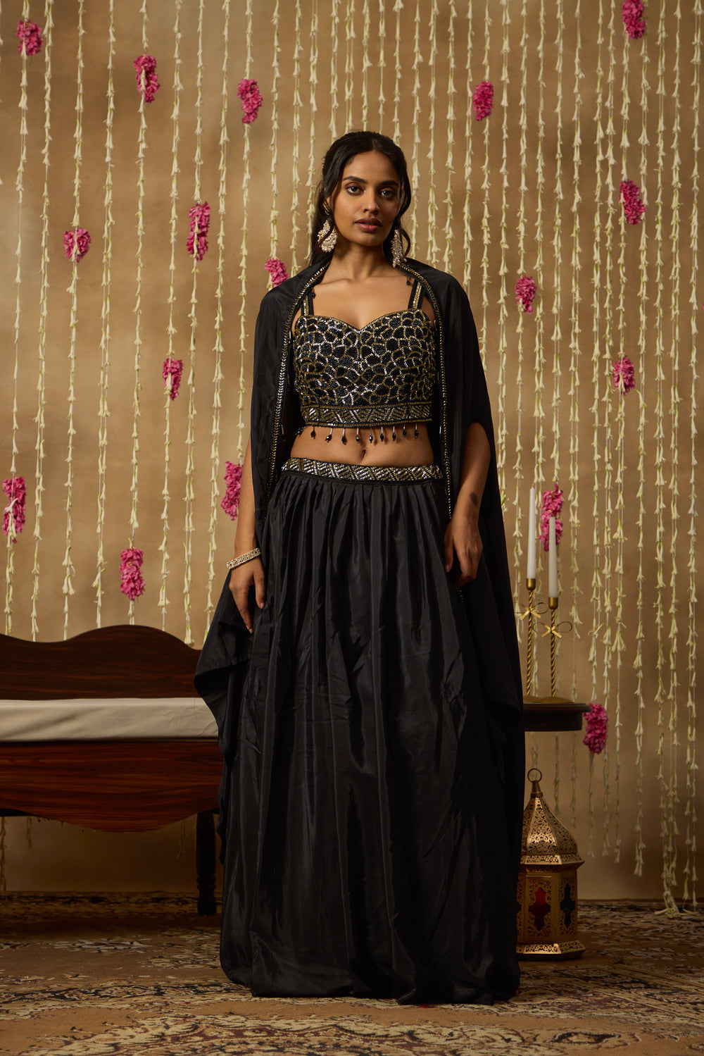 Jhoom Midnight Sequin Cape Set