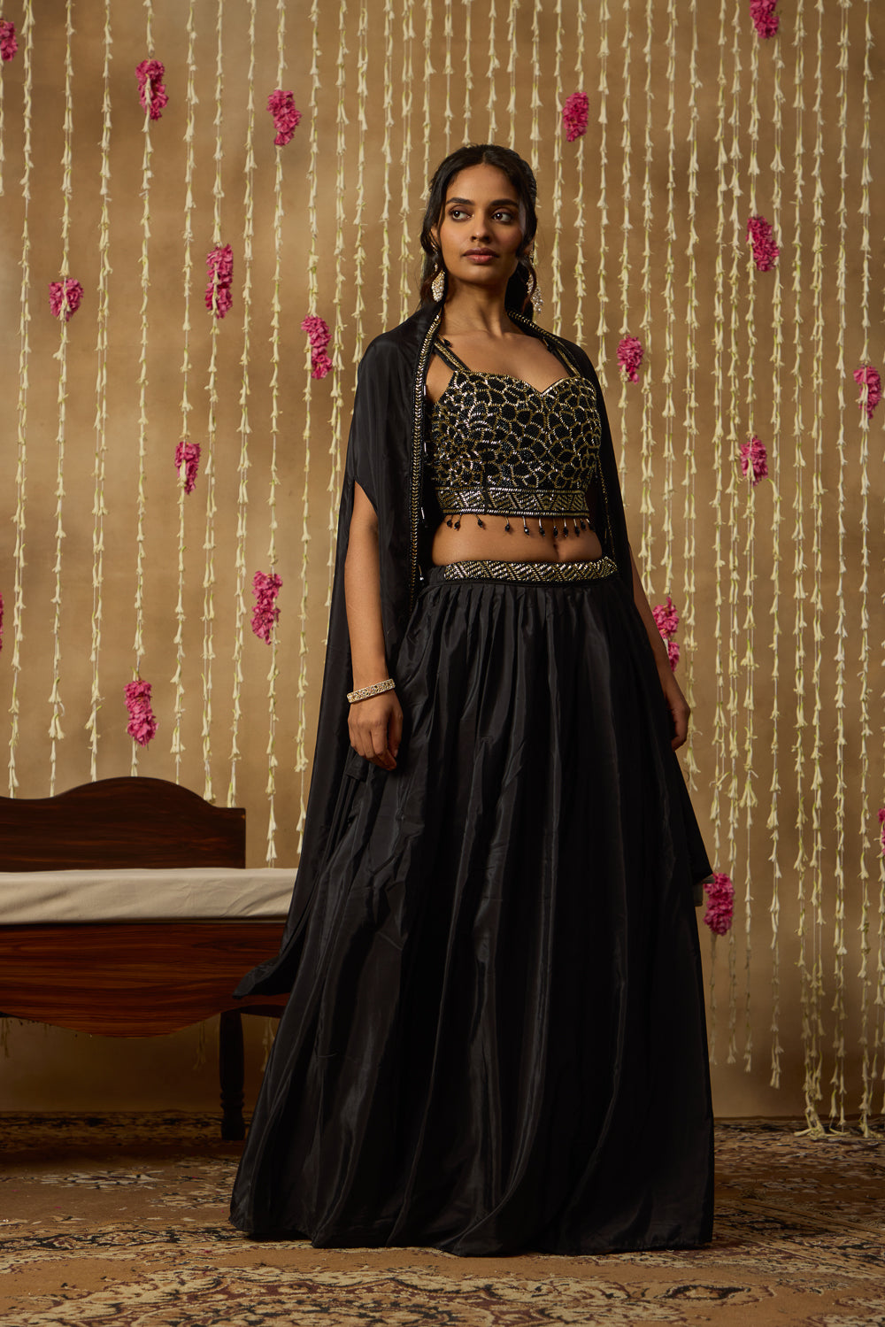 Jhoom Midnight Sequin Cape Set