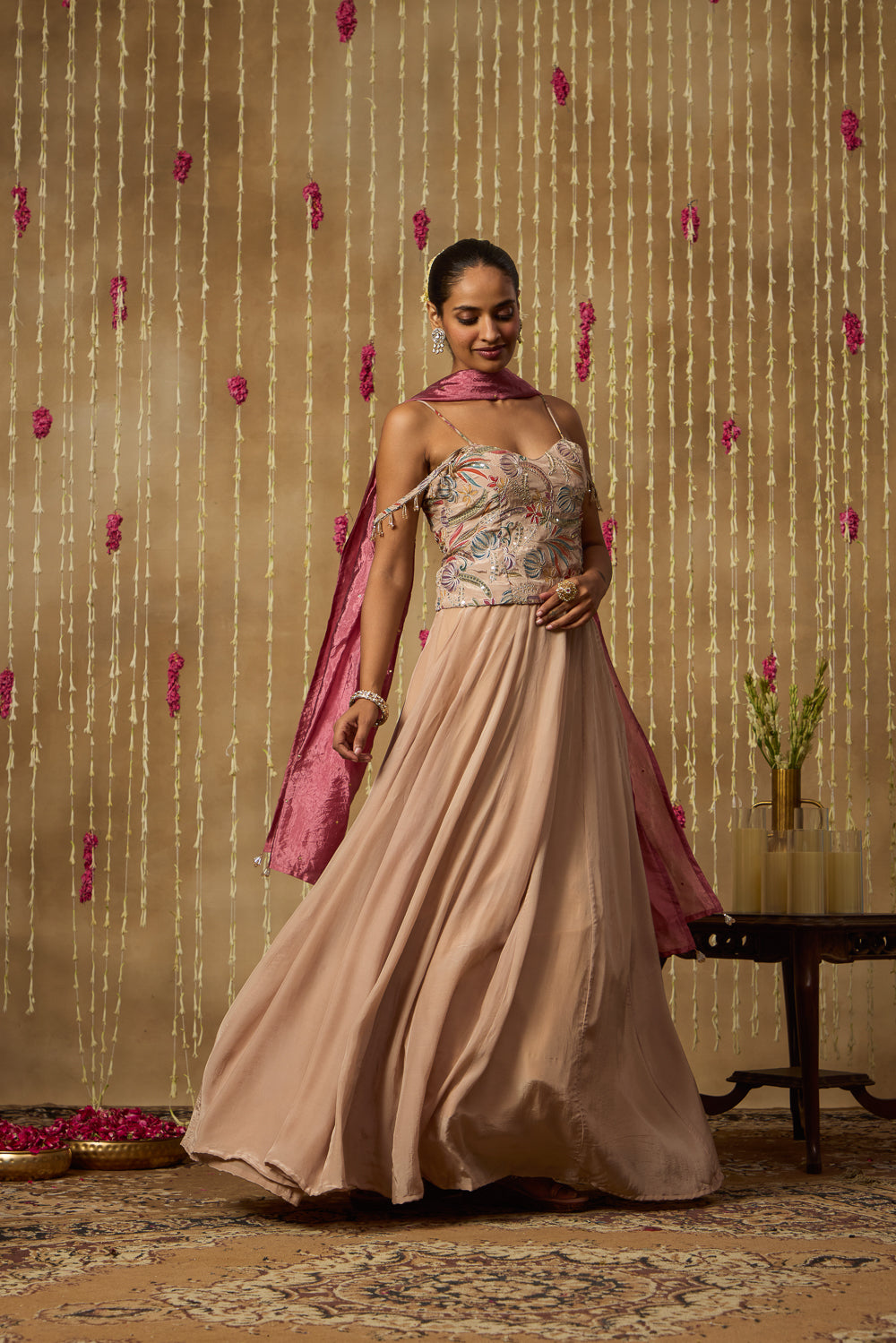 Jhoom Sand Botanical Lehenga Set