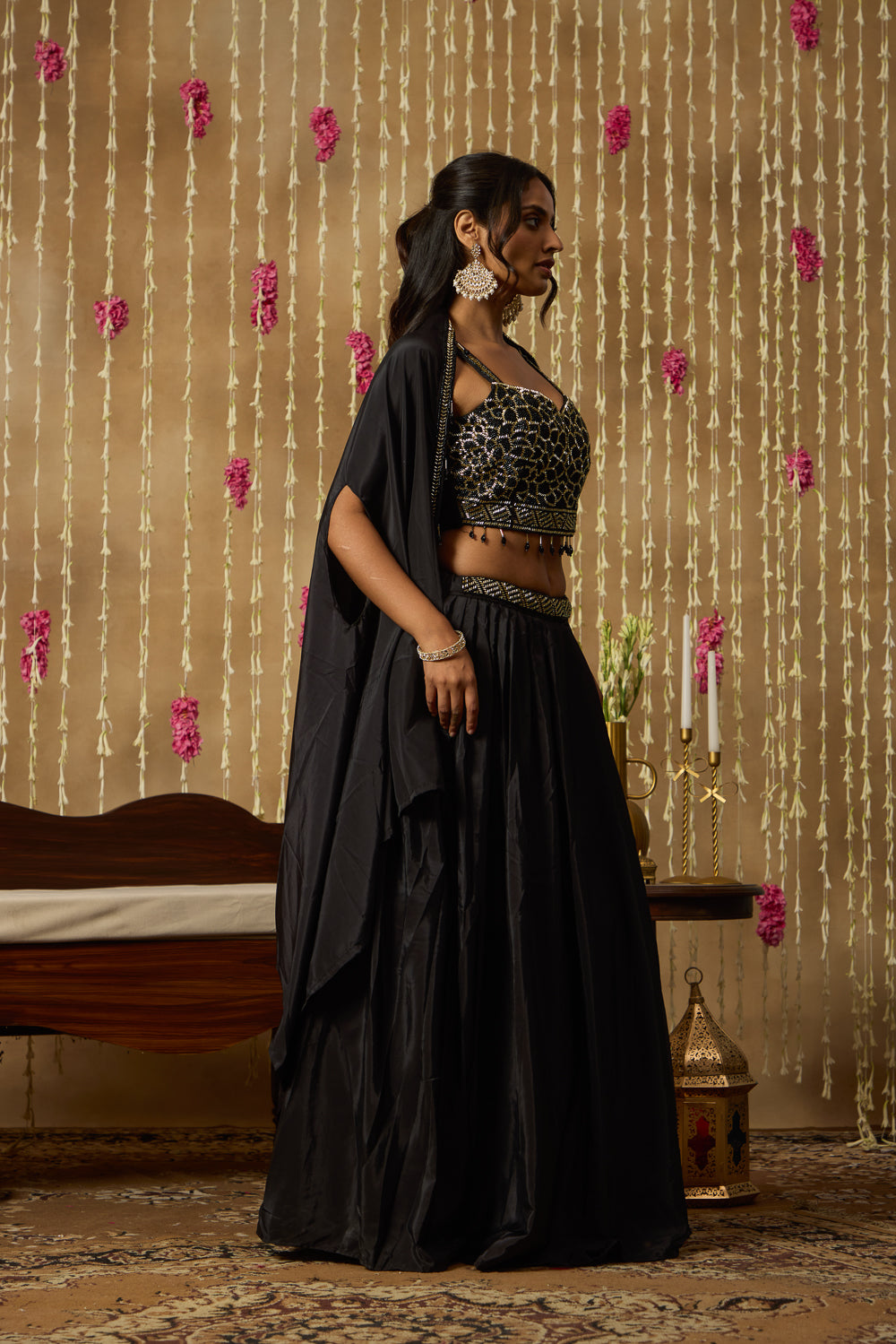 Jhoom Midnight Sequin Cape Set
