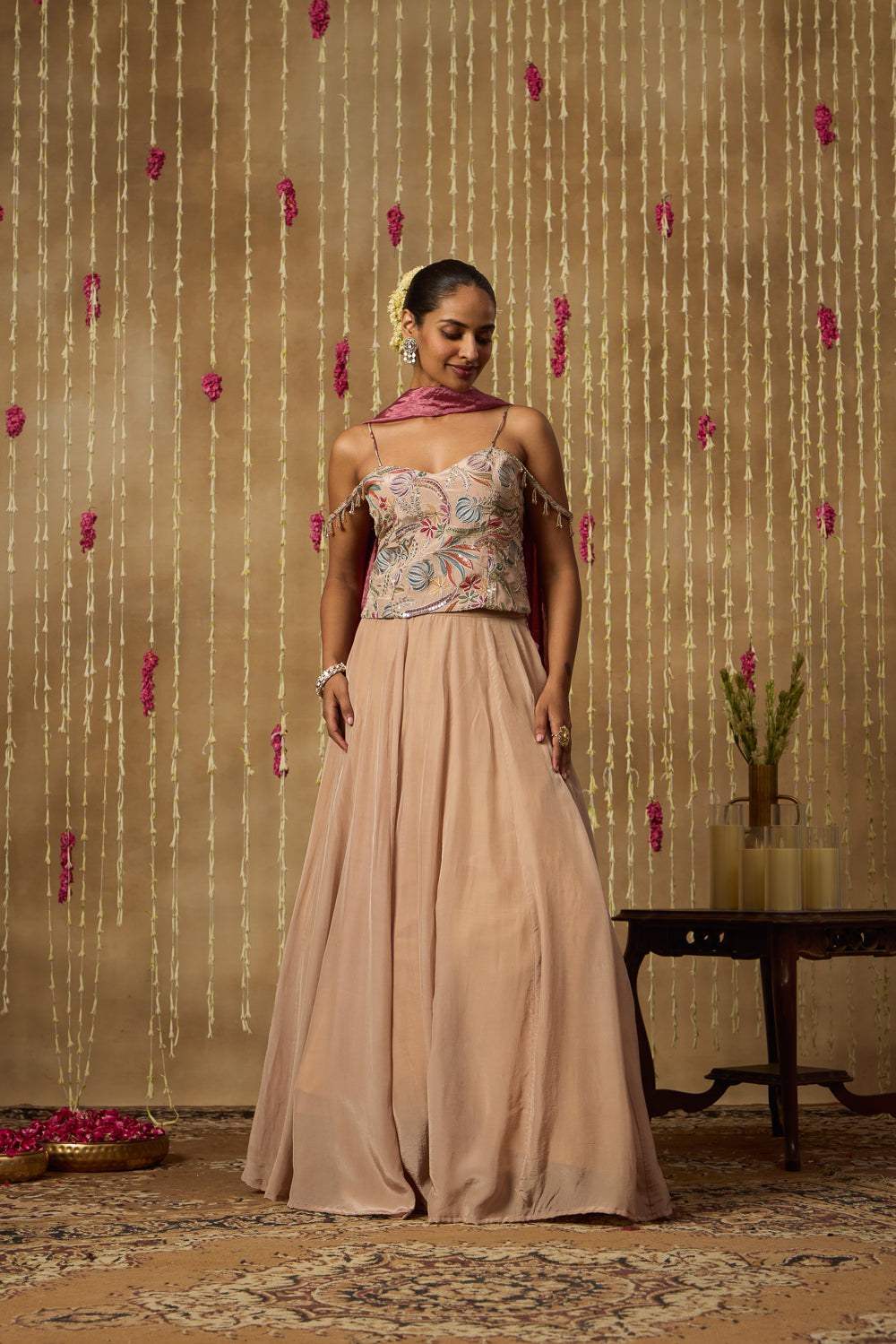 Jhoom Sand Botanical Lehenga Set