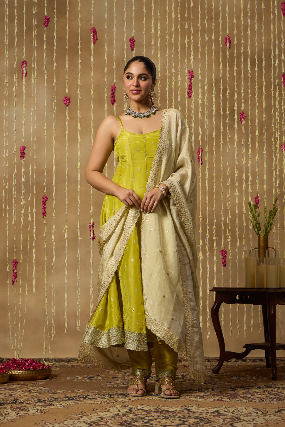 Jhoom Lime Zari Anarkali Set
