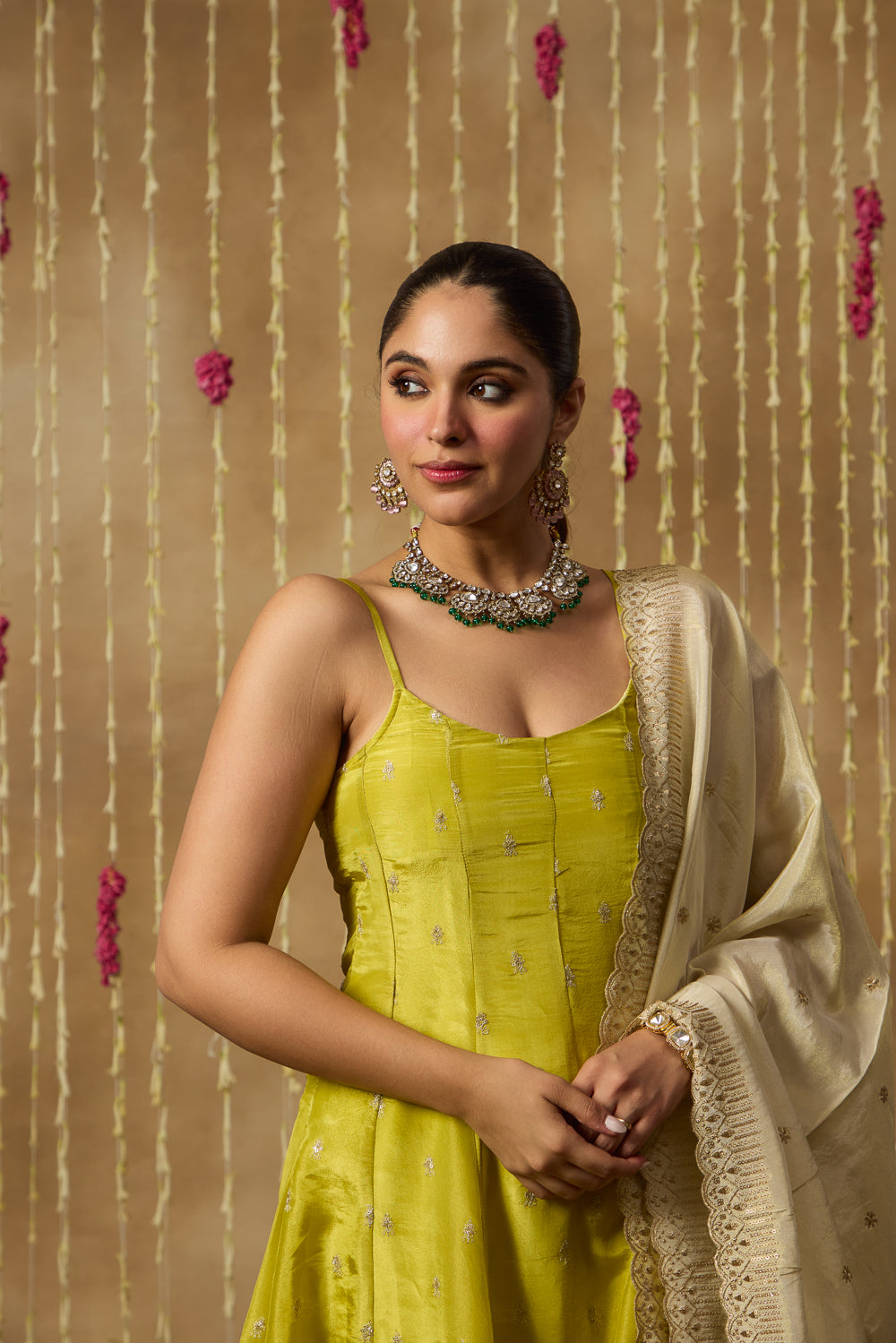 Jhoom Lime Zari Anarkali Set