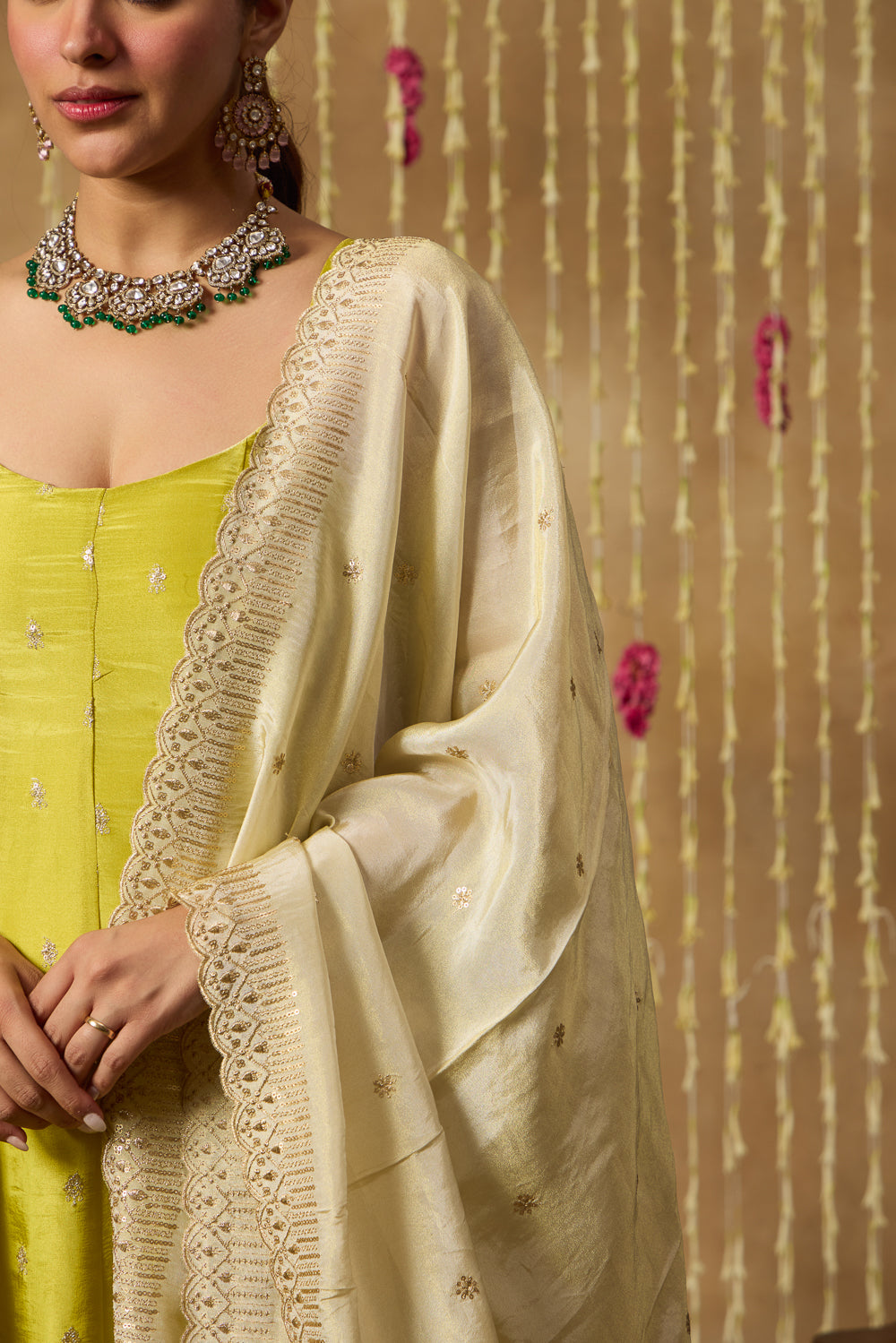 Jhoom Lime Zari Anarkali Set