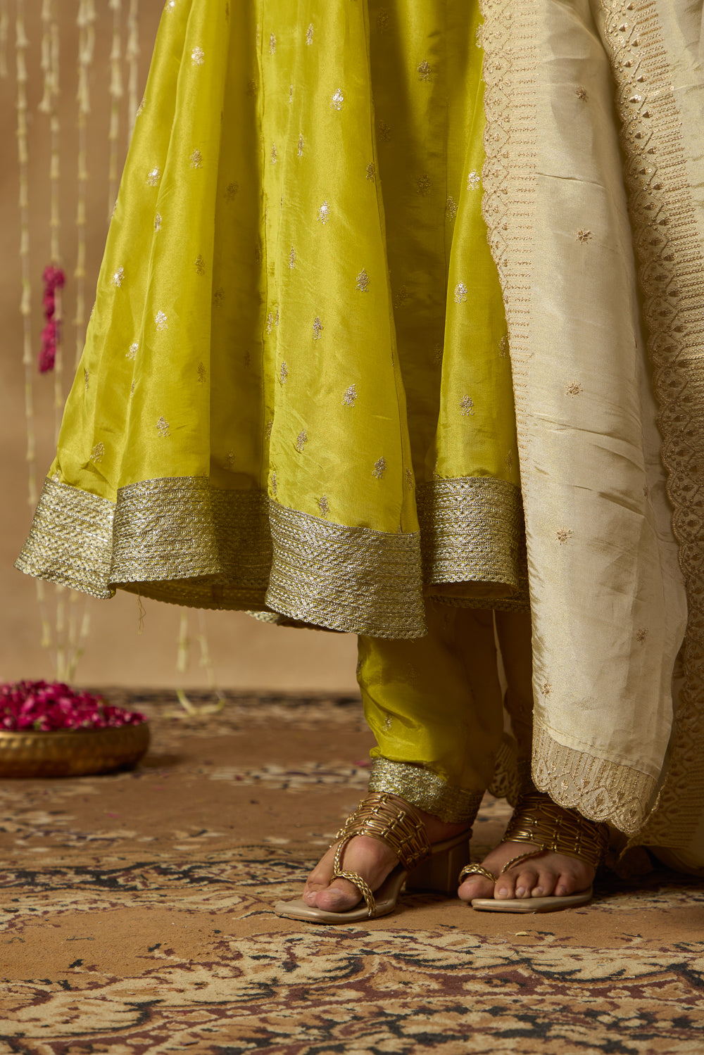 Jhoom Lime Zari Anarkali Set