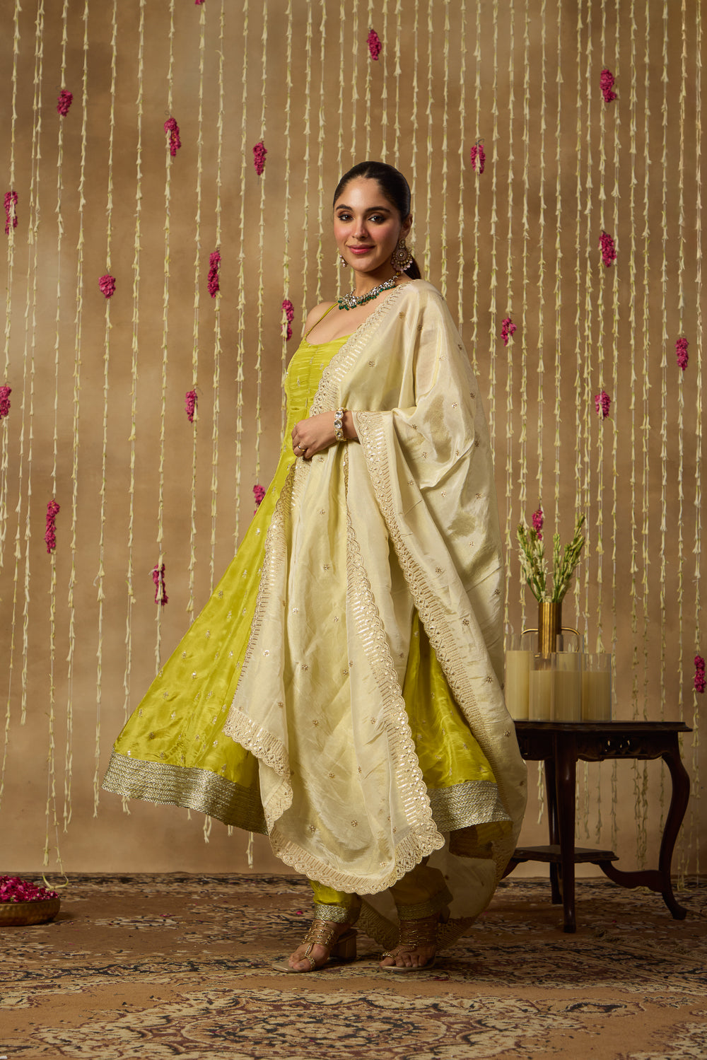 Jhoom Lime Zari Anarkali Set