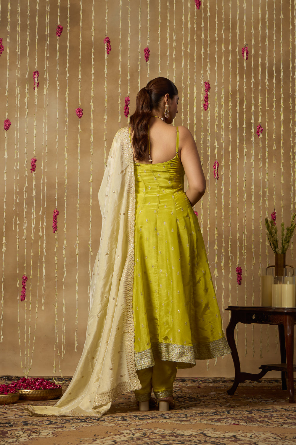 Jhoom Lime Zari Anarkali Set