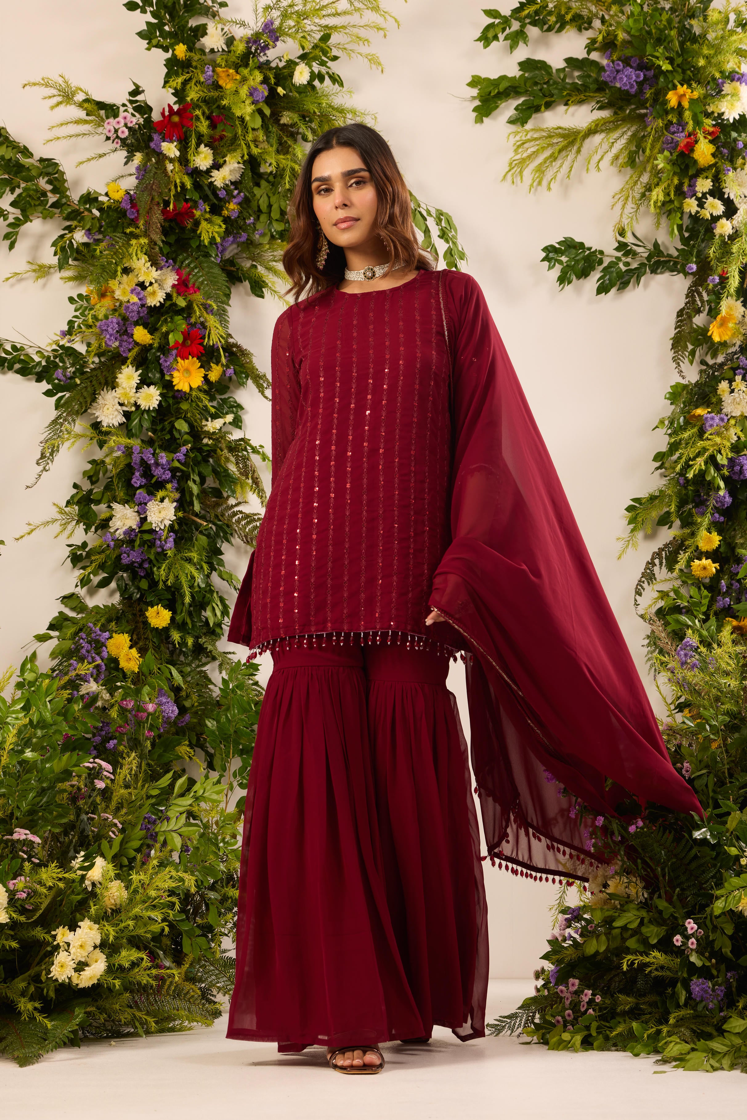 Mastaani Ruby Kurta Gharara Set