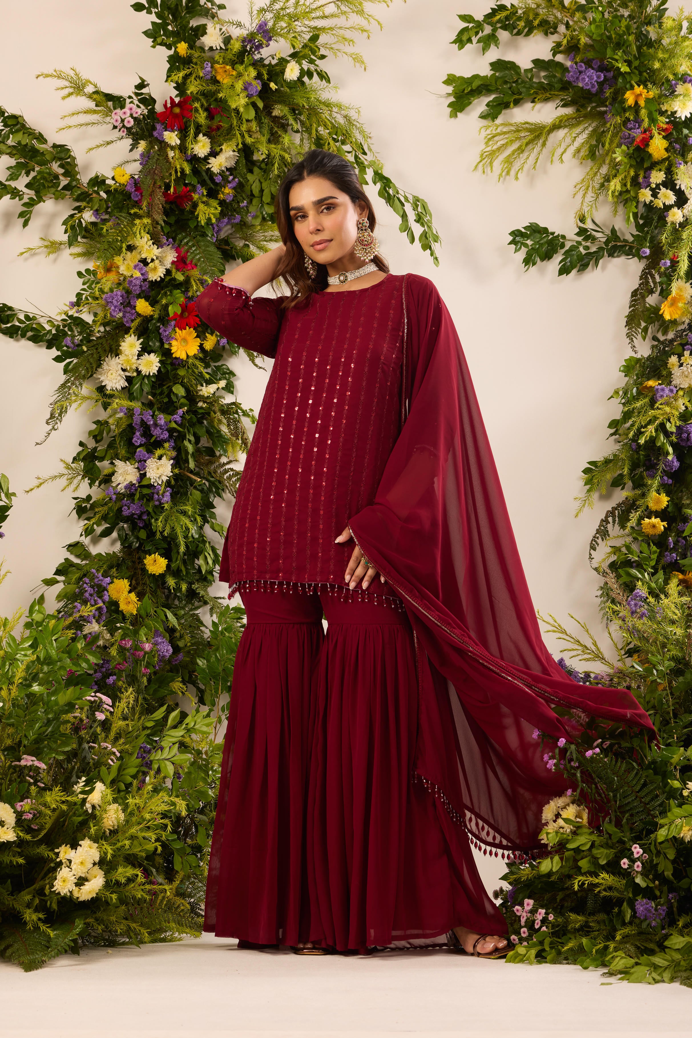 Mastaani Ruby Kurta Gharara Set