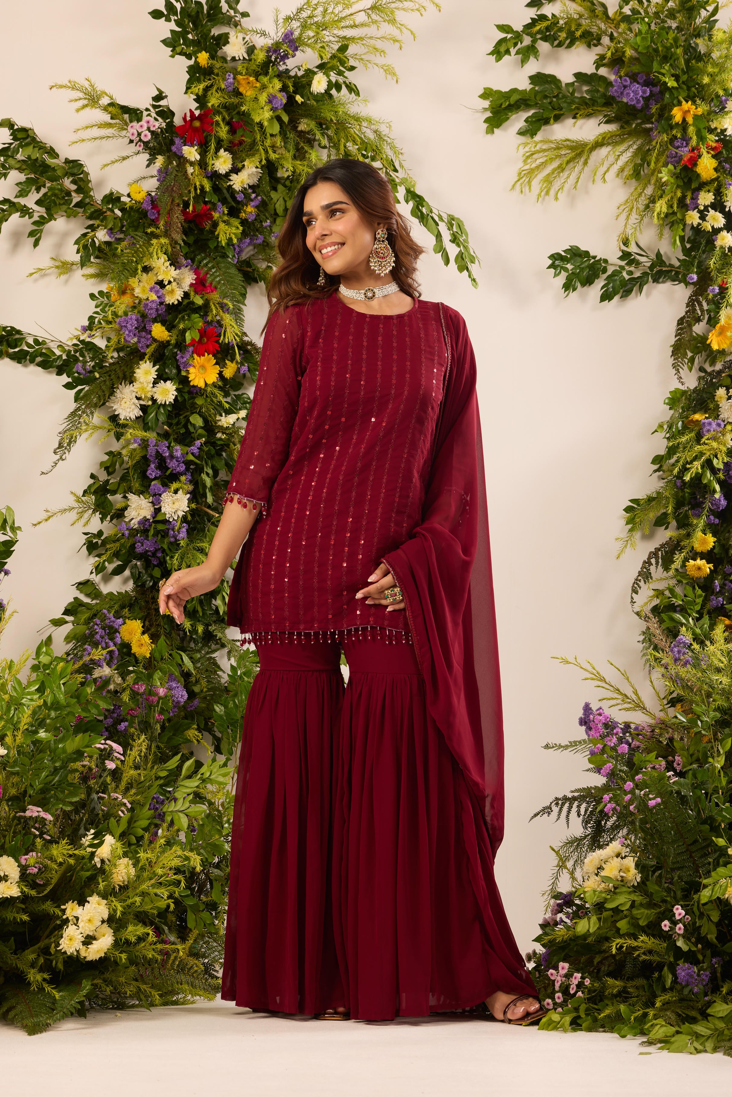 Mastaani Ruby Kurta Gharara Set