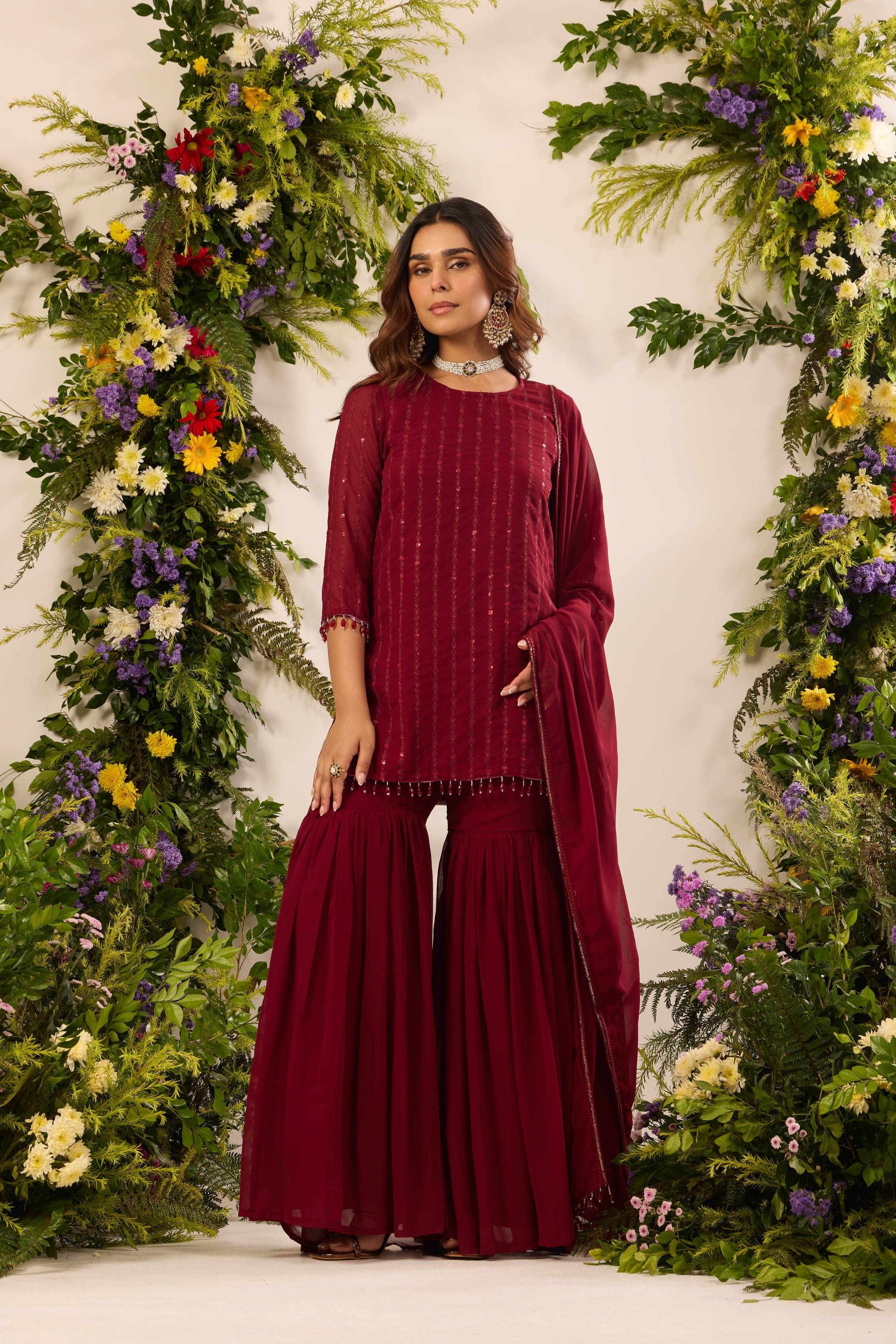 Mastaani Ruby Kurta Gharara Set