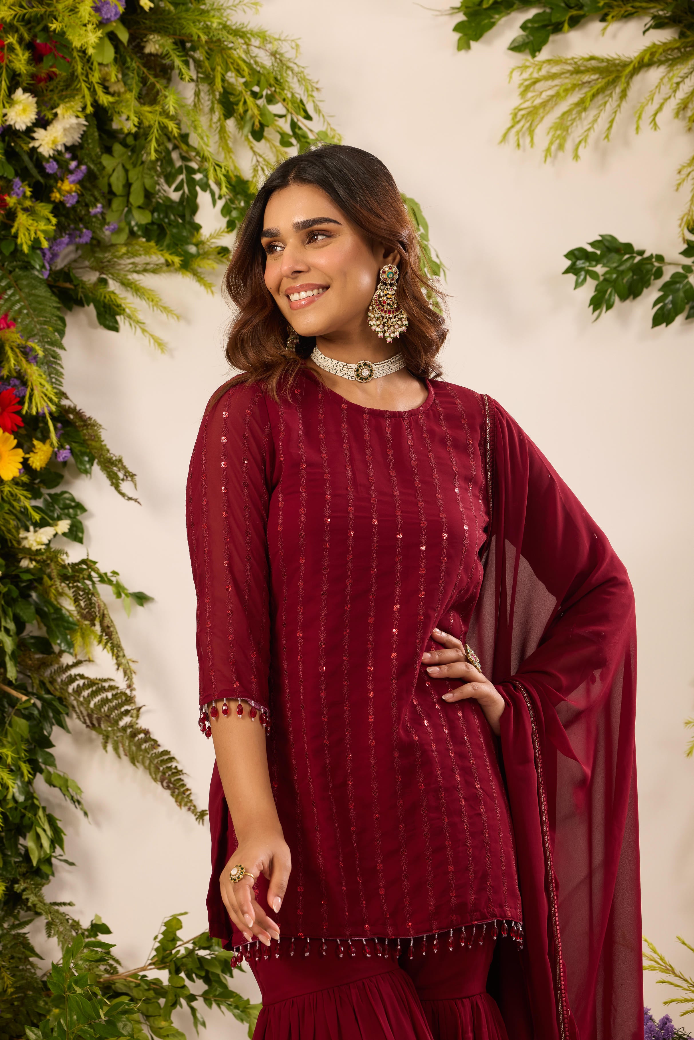 Mastaani Ruby Kurta Gharara Set
