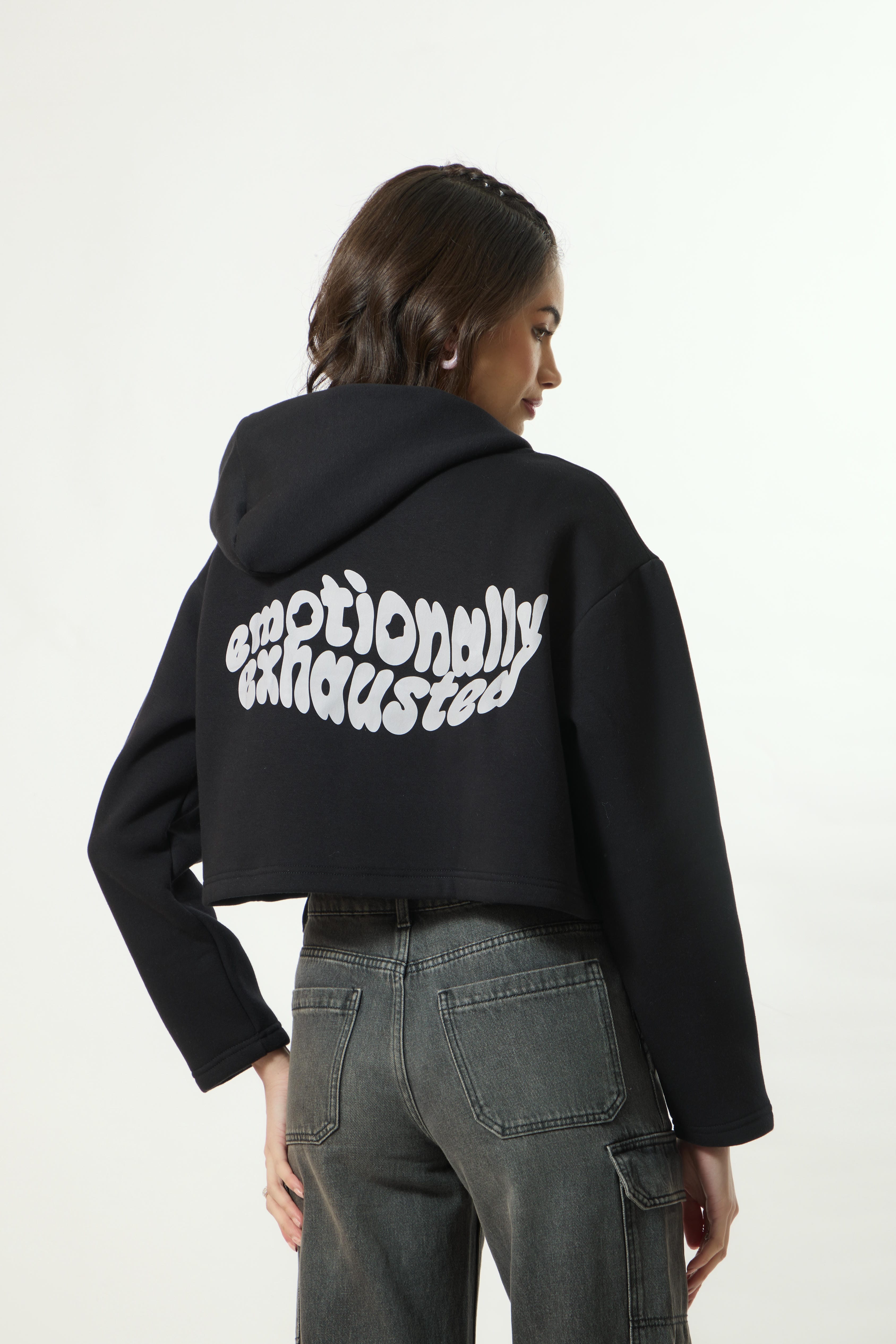 “EMOTIONALLY EXHAUSTED” Crop Hoodie