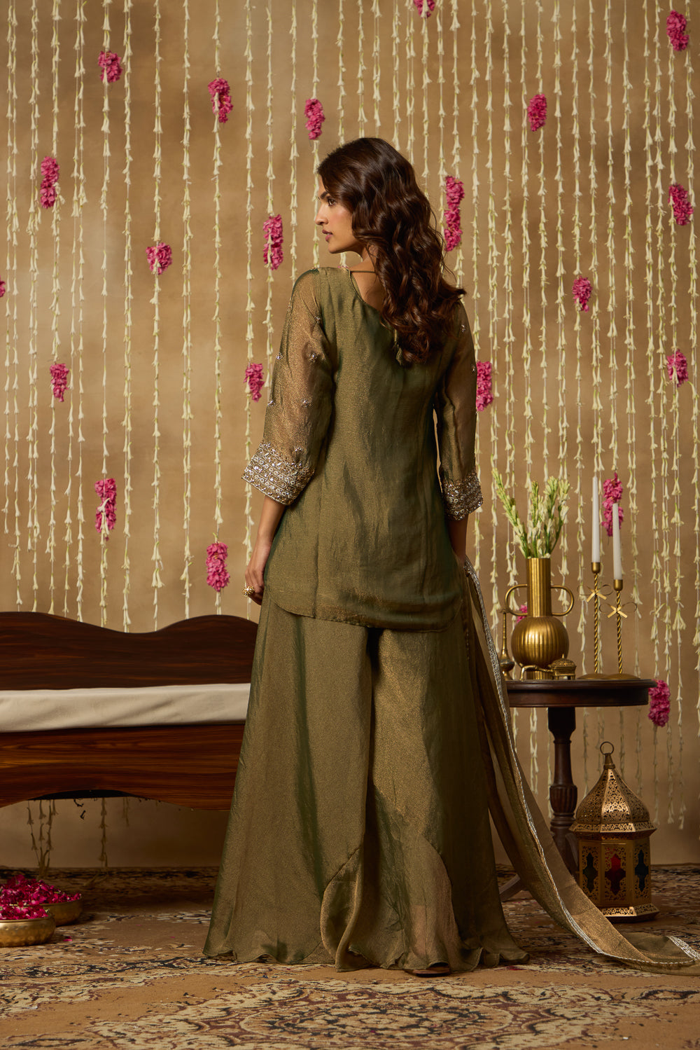 Jhoom Moss Embroidered Palazzo Set