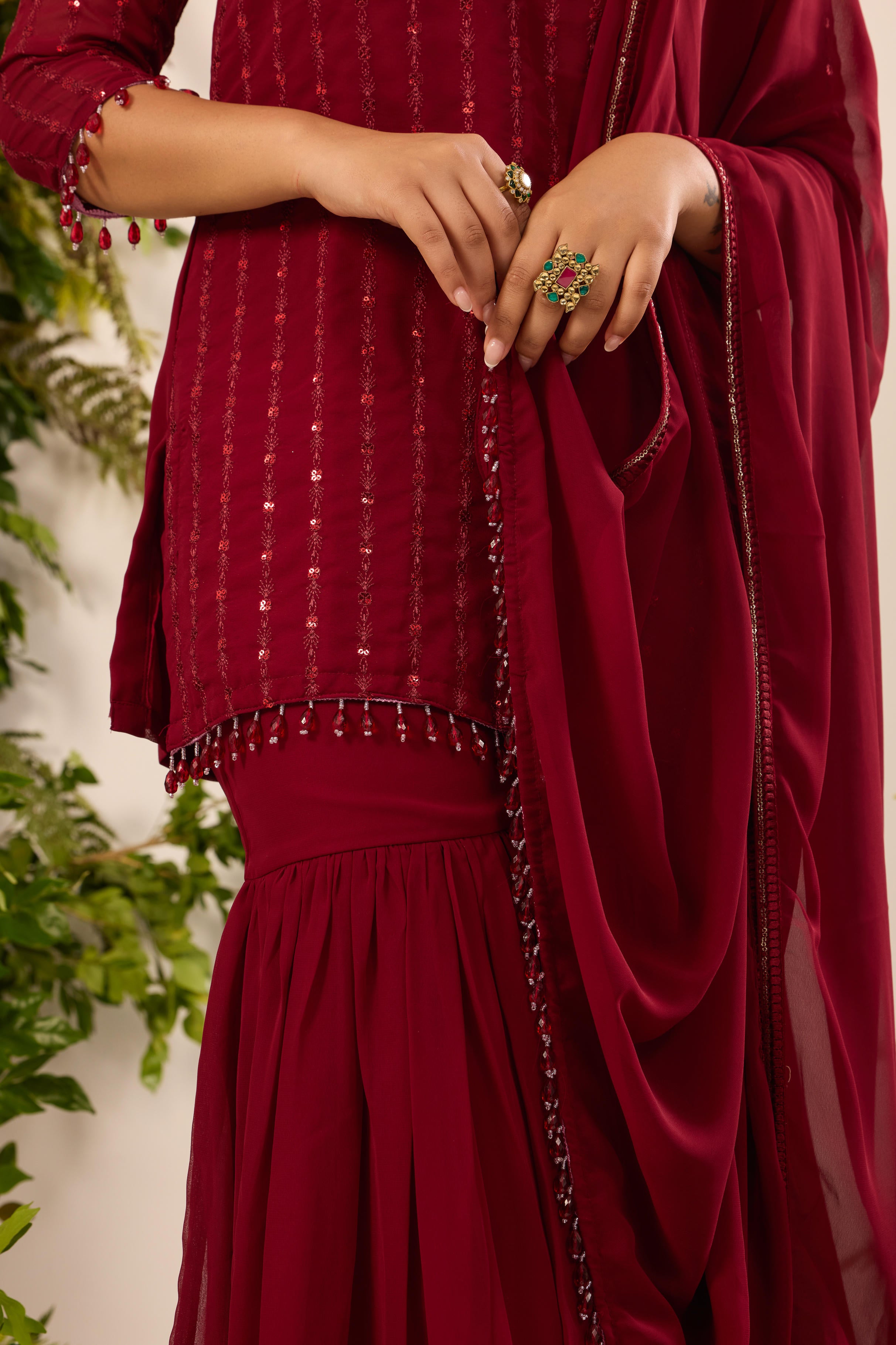 Mastaani Ruby Kurta Gharara Set