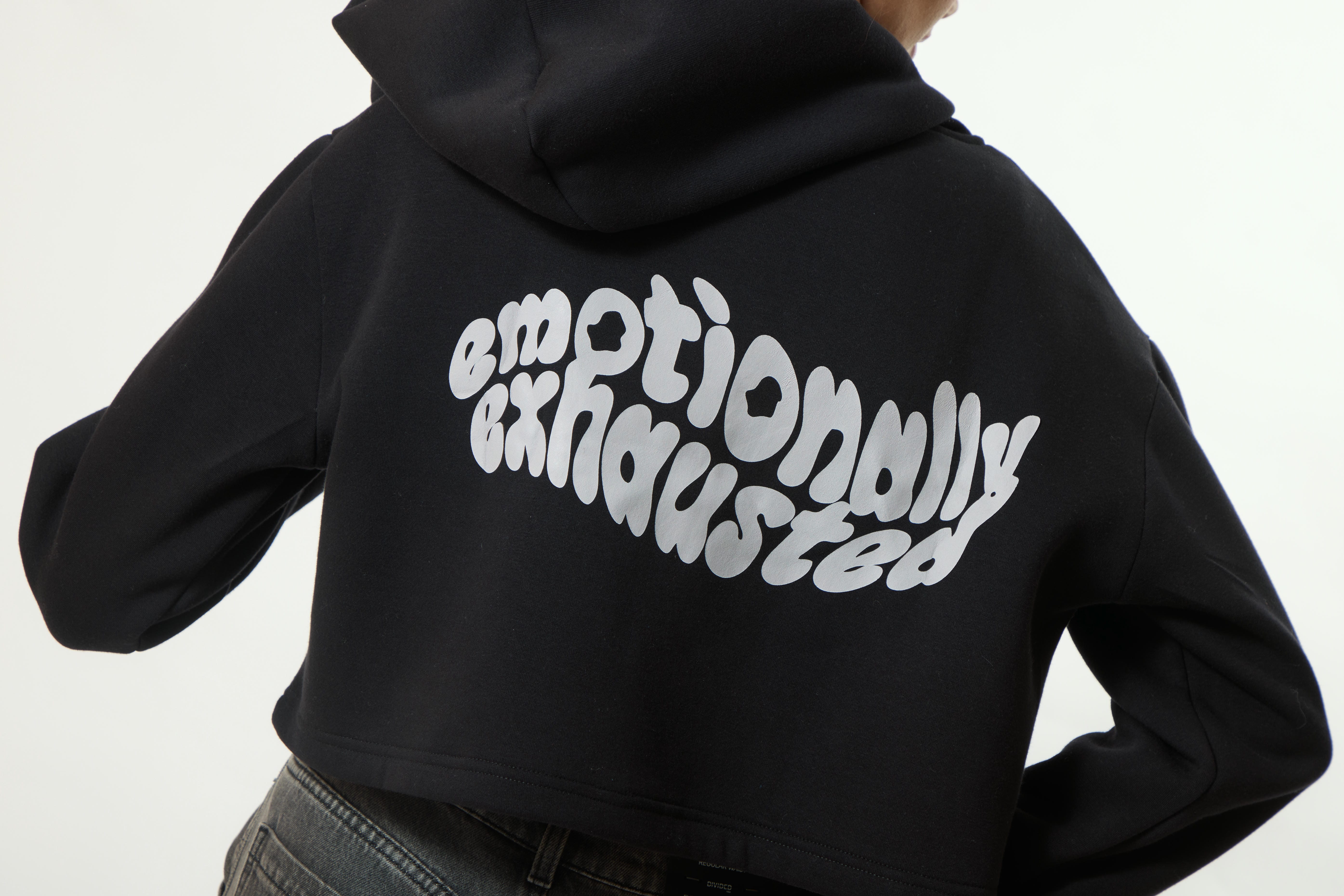 “EMOTIONALLY EXHAUSTED” Crop Hoodie