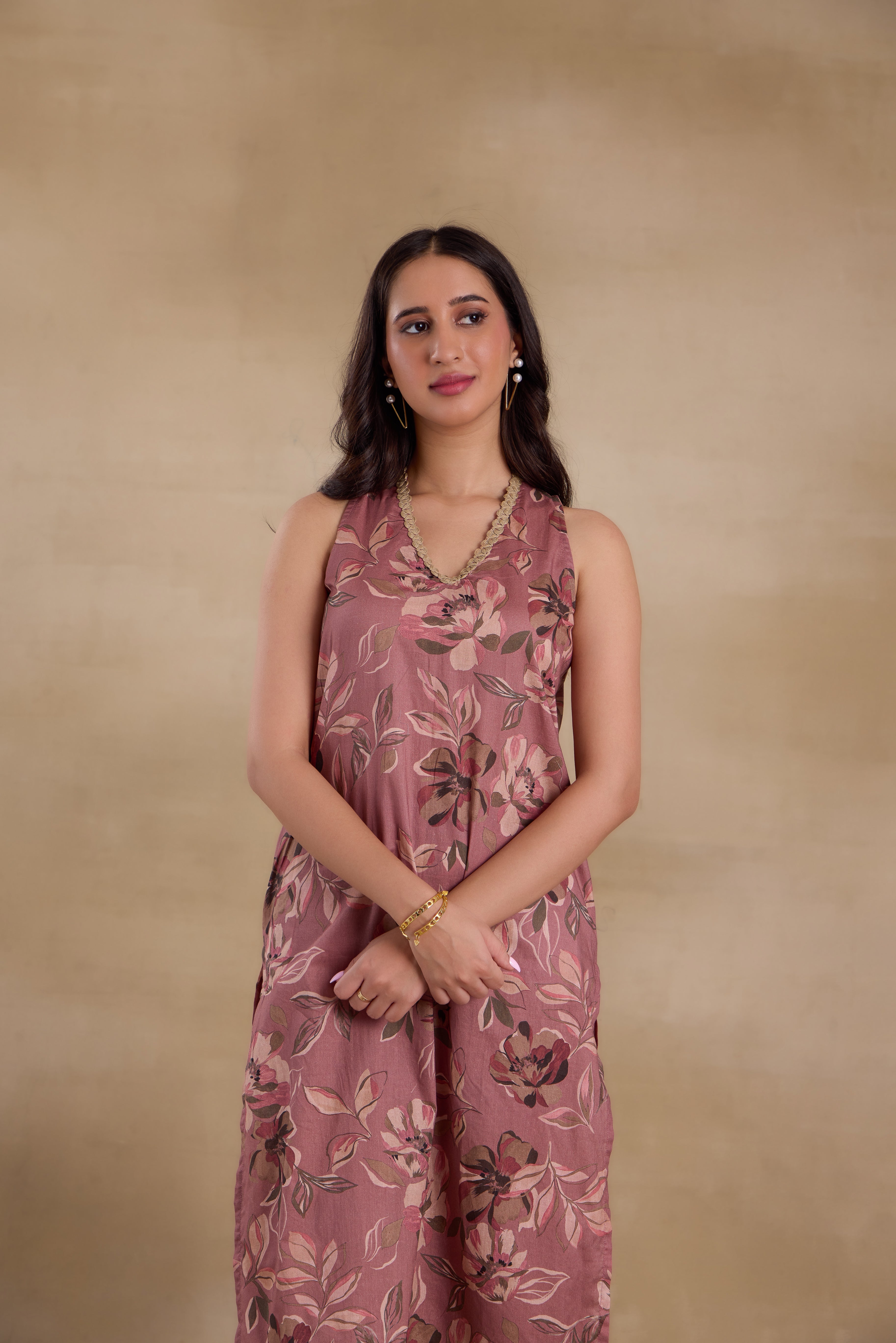 Alaya Premium Cotton Pink Floral Suit Set