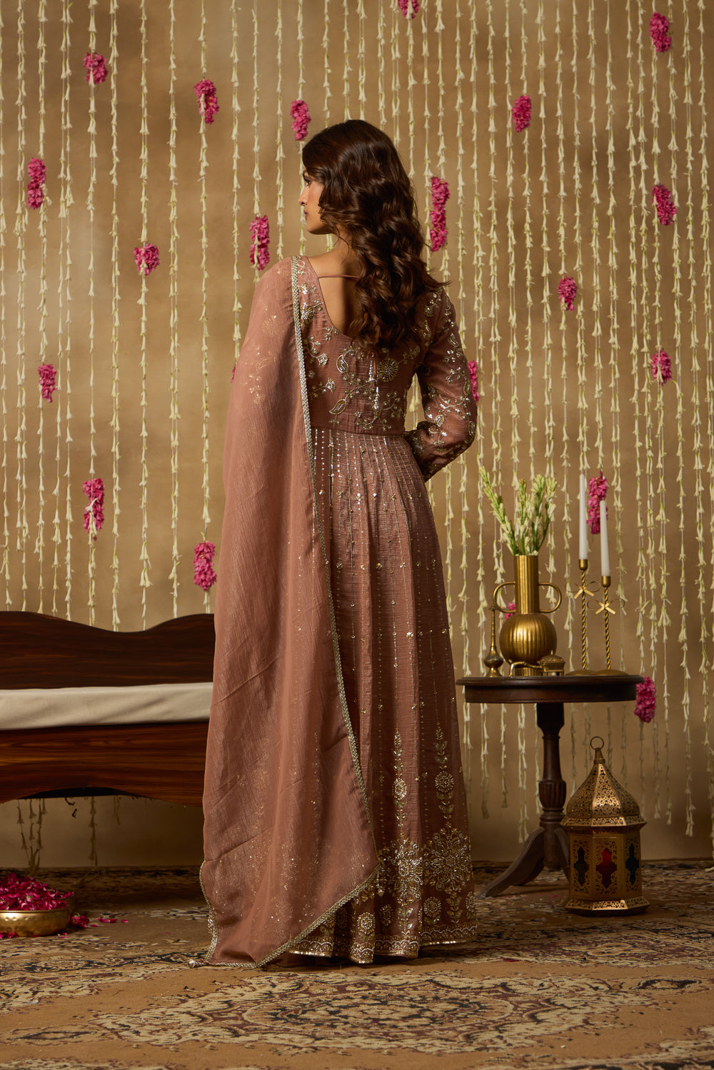 Jhoom Cinnamon Embroidered Anarkali Set