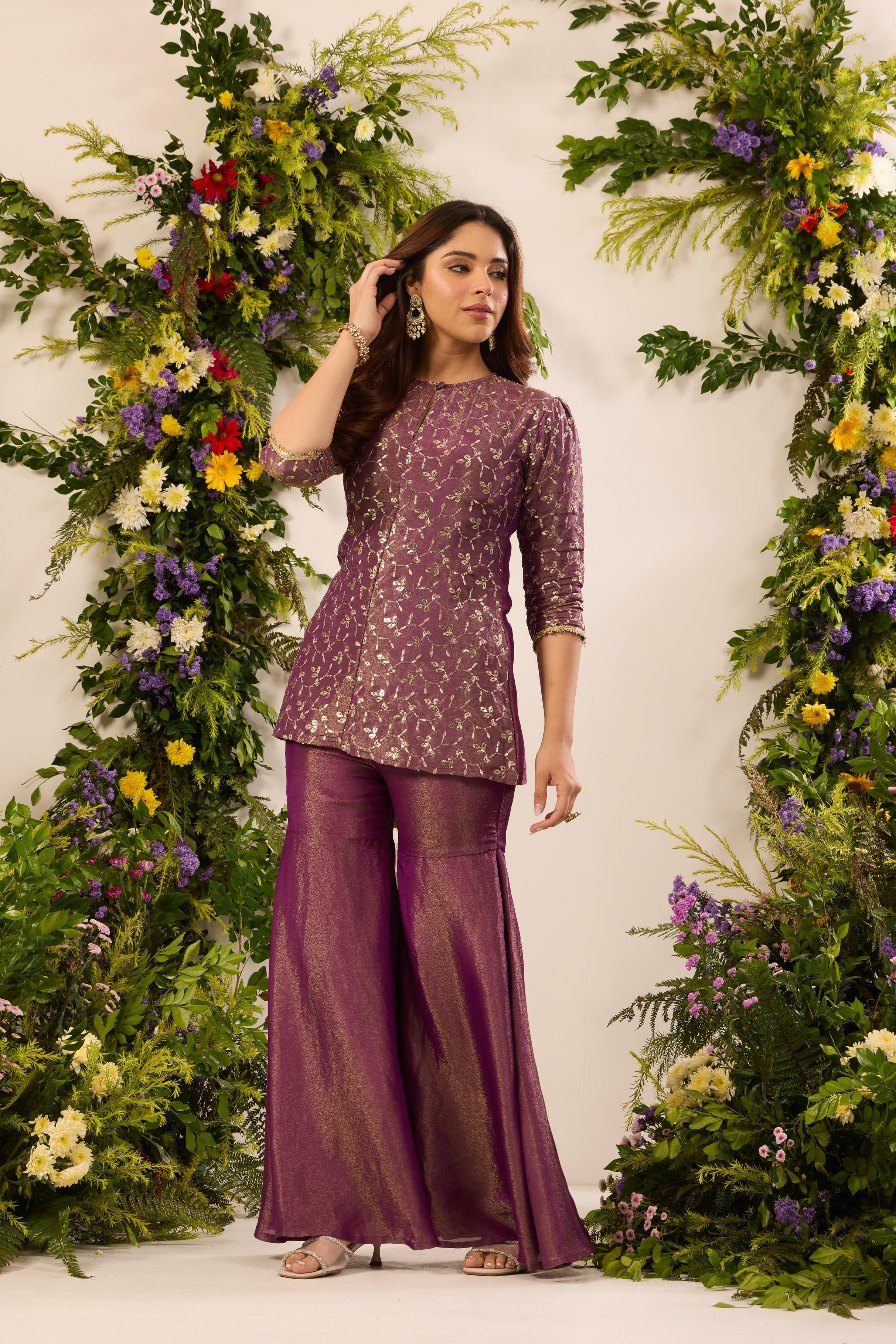 Mastaani Berry Shine Sharara Set