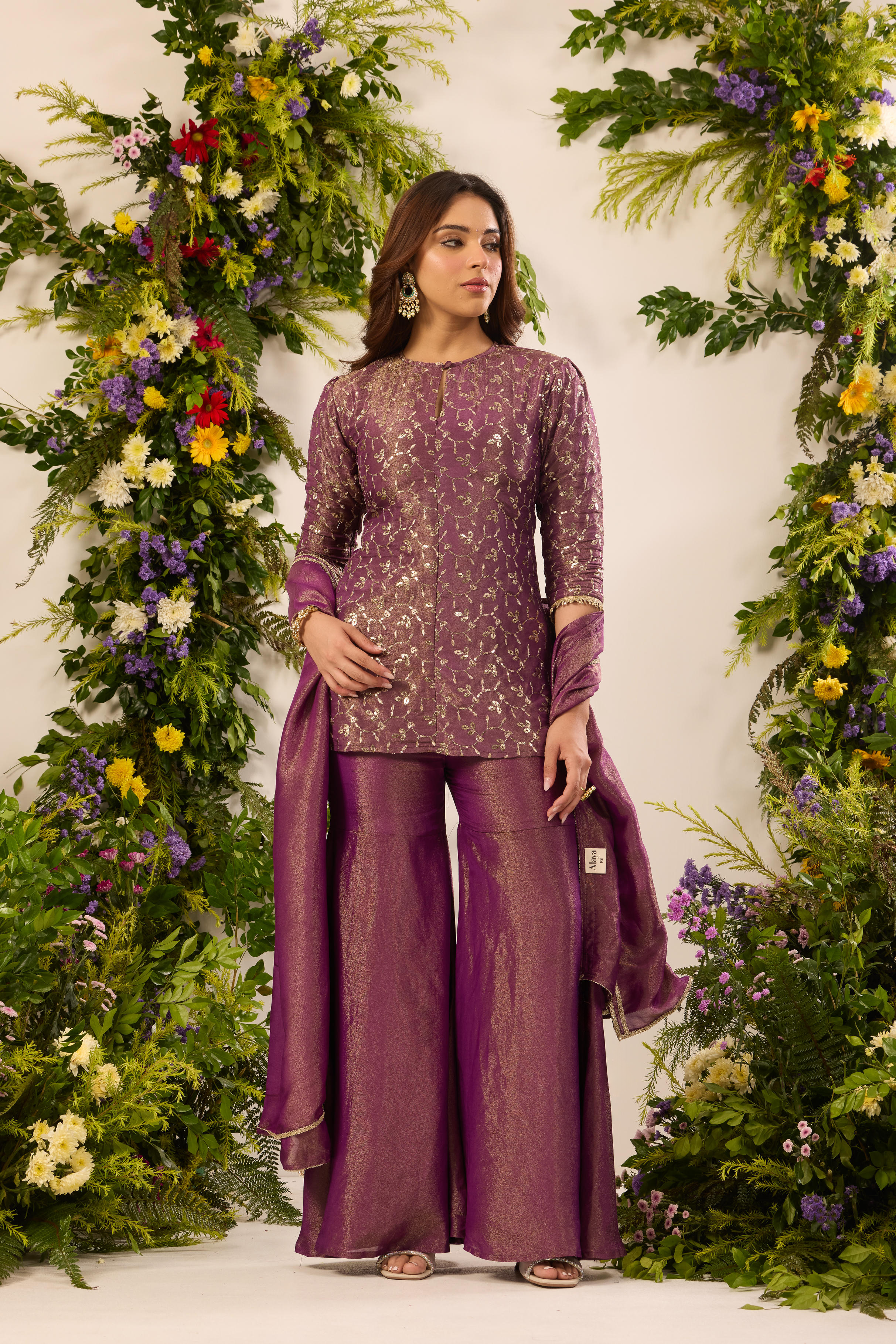 Mastaani Berry Shine Sharara Set