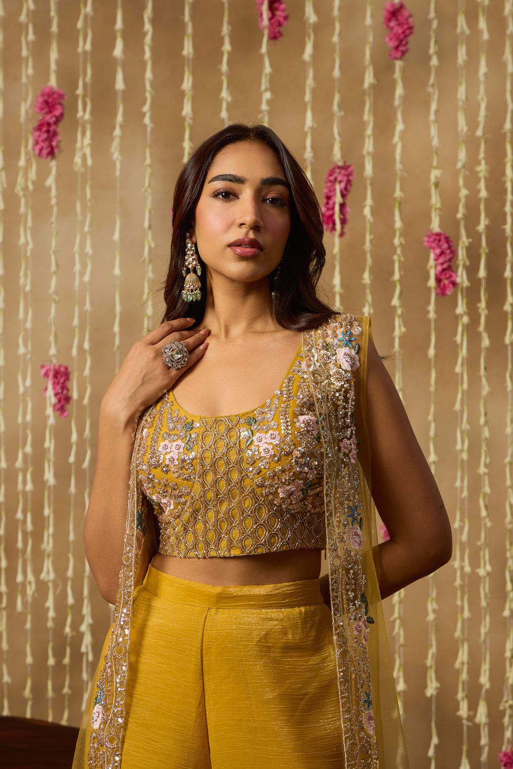 Jhoom Marigold Embroidered Overlay Set