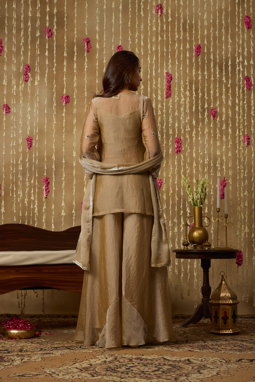Jhoom Taupe Mirror Embroidered Kurta Set
