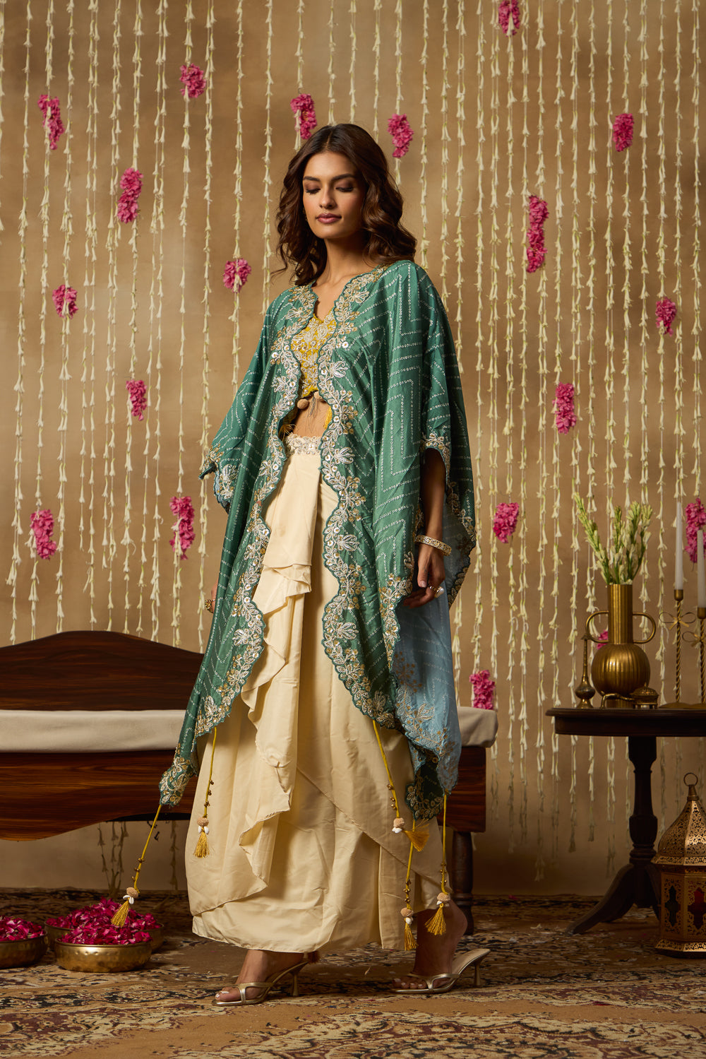 Jhoom Bandhani Embroidered Overlay Set