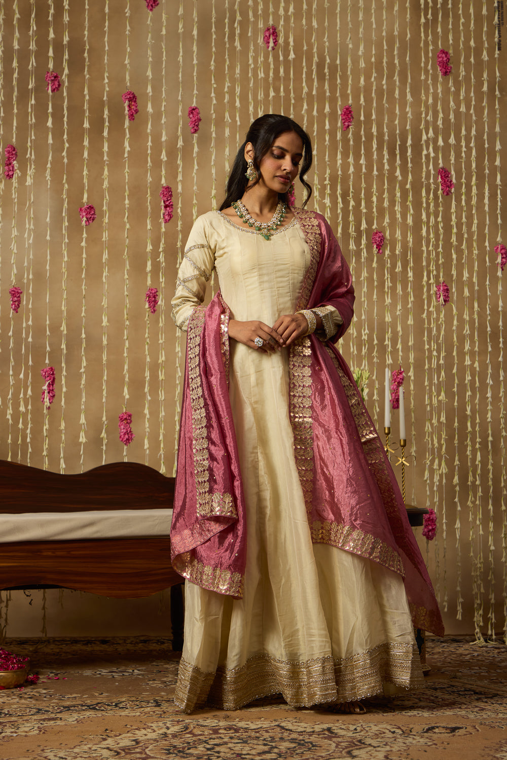 Jhoom Ivory Rose Anarkali Set