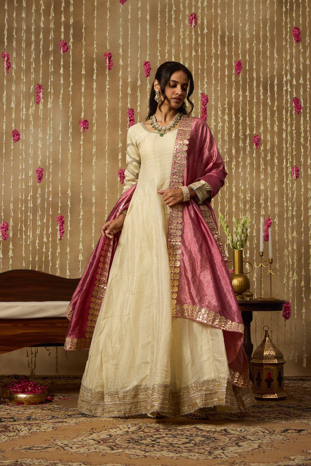 Jhoom Ivory Rose Anarkali Set