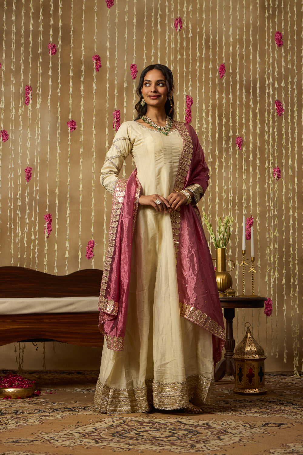Jhoom Ivory Rose Anarkali Set